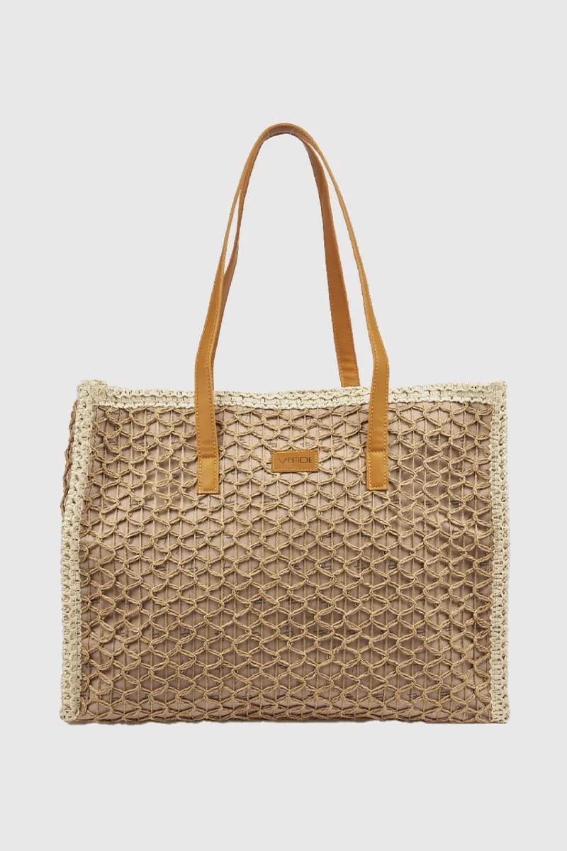 Borsa mare in paglia texture traforata | Verde Fashion - 5