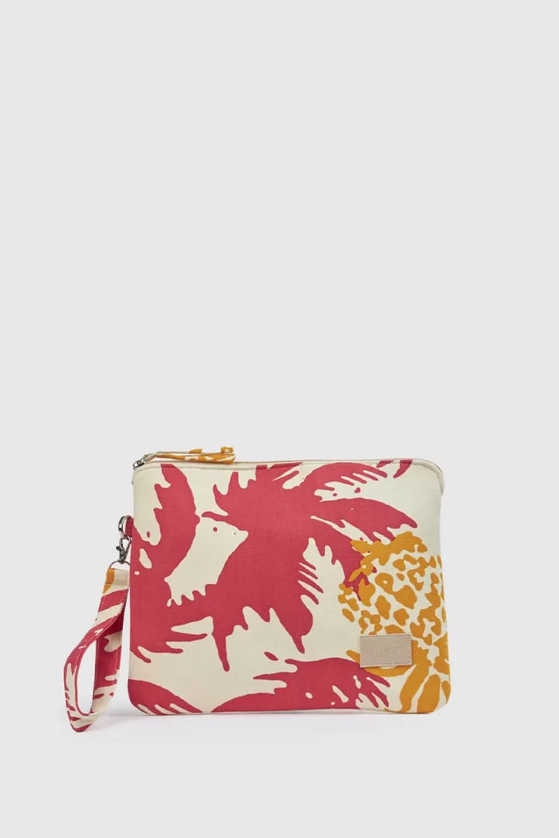 Pochette mare in cotone fantasia tropicale | Verde Fashion - 5