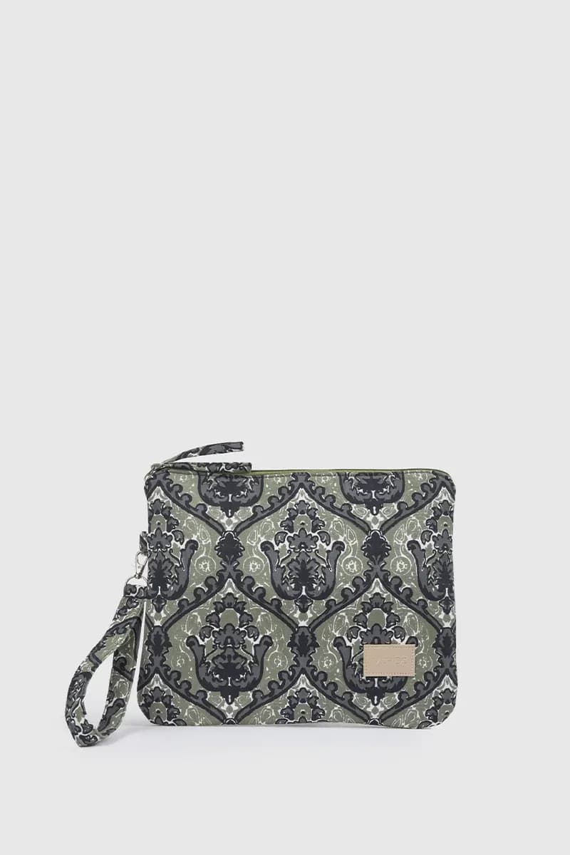 Pochette mare in cotone fantasia barocca | Verde Fashion - 5