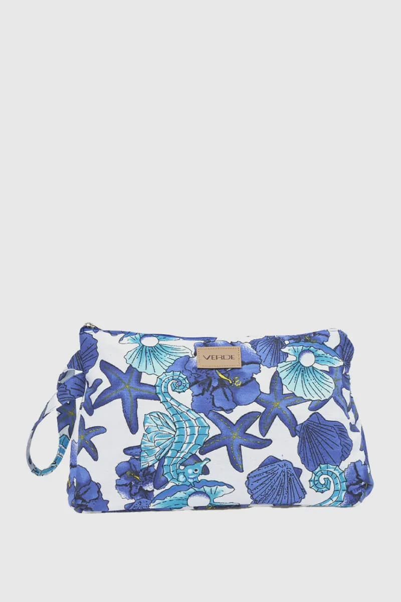 Pochette mare in cotone stampa marina | Verde Fashion - 5