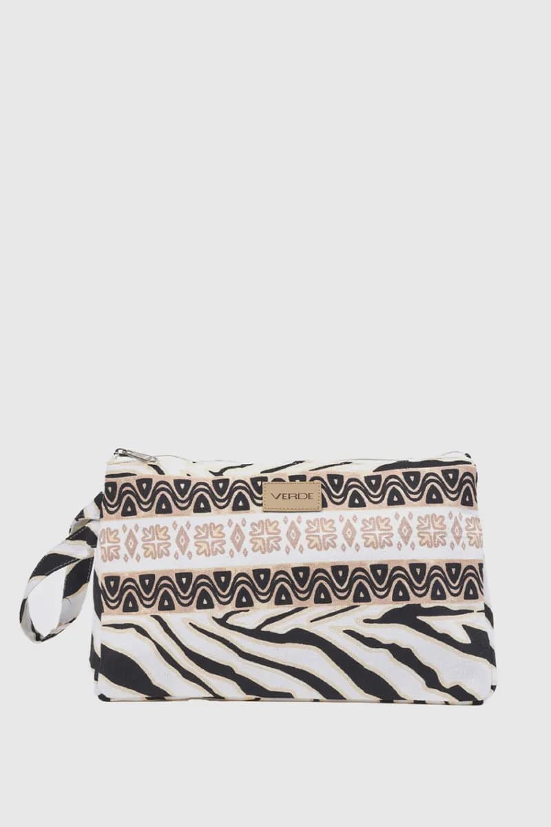 Pochette mare in cotone stampa etnica | Verde Fashion - 5