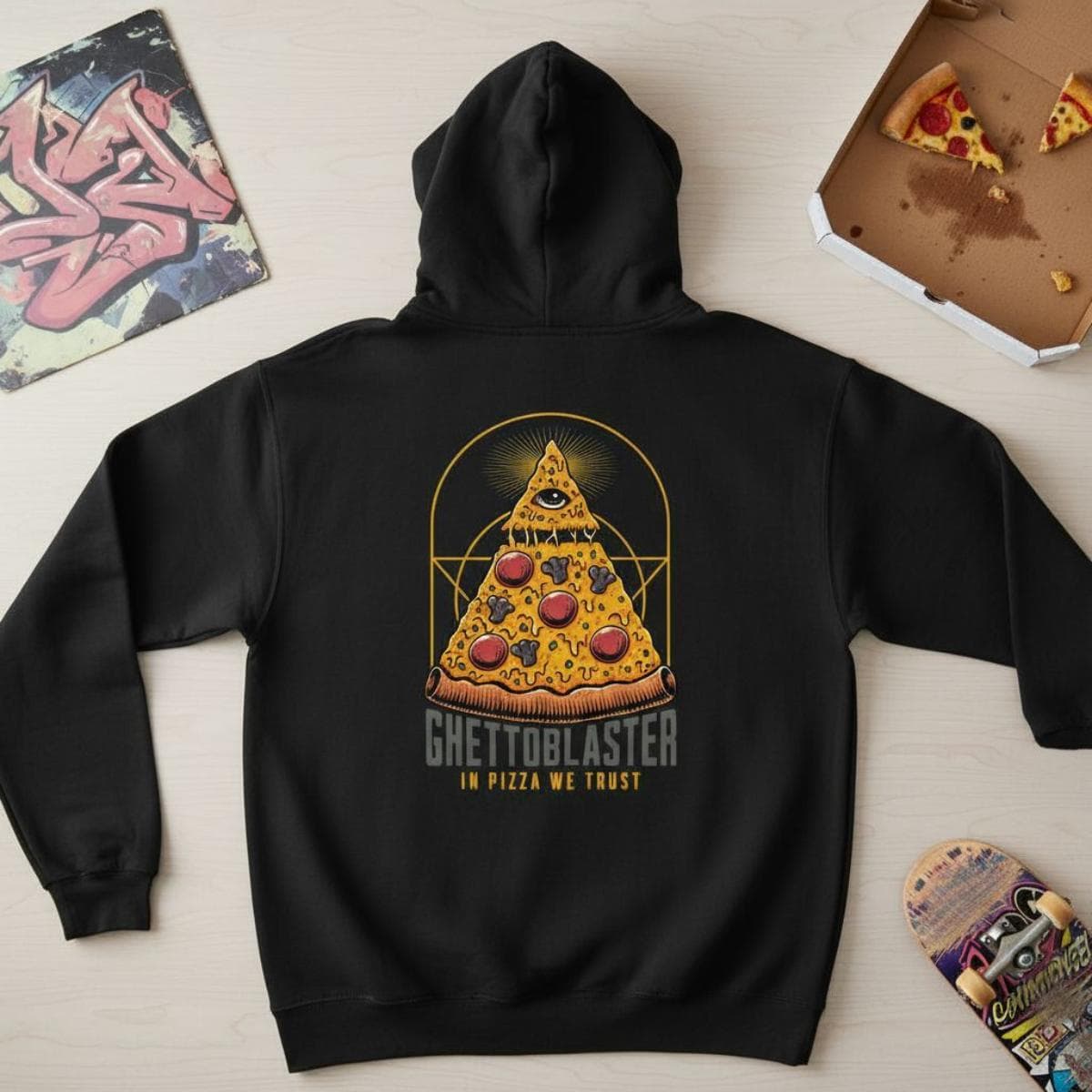 Felpa Ghettoblaster Pizza hoodie black - 7