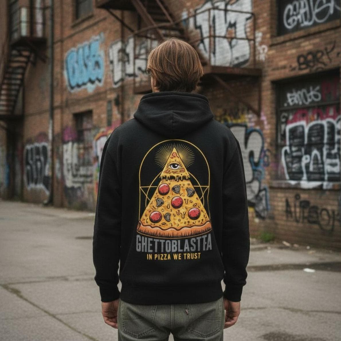Felpa Ghettoblaster Pizza hoodie black - 2