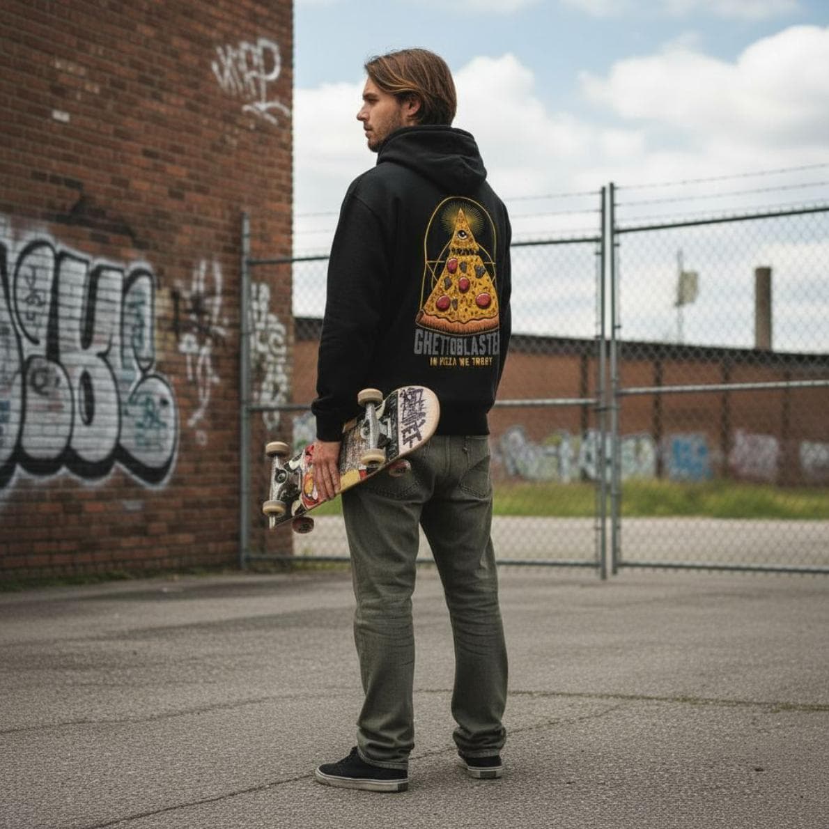 Felpa Ghettoblaster Pizza hoodie black - 3