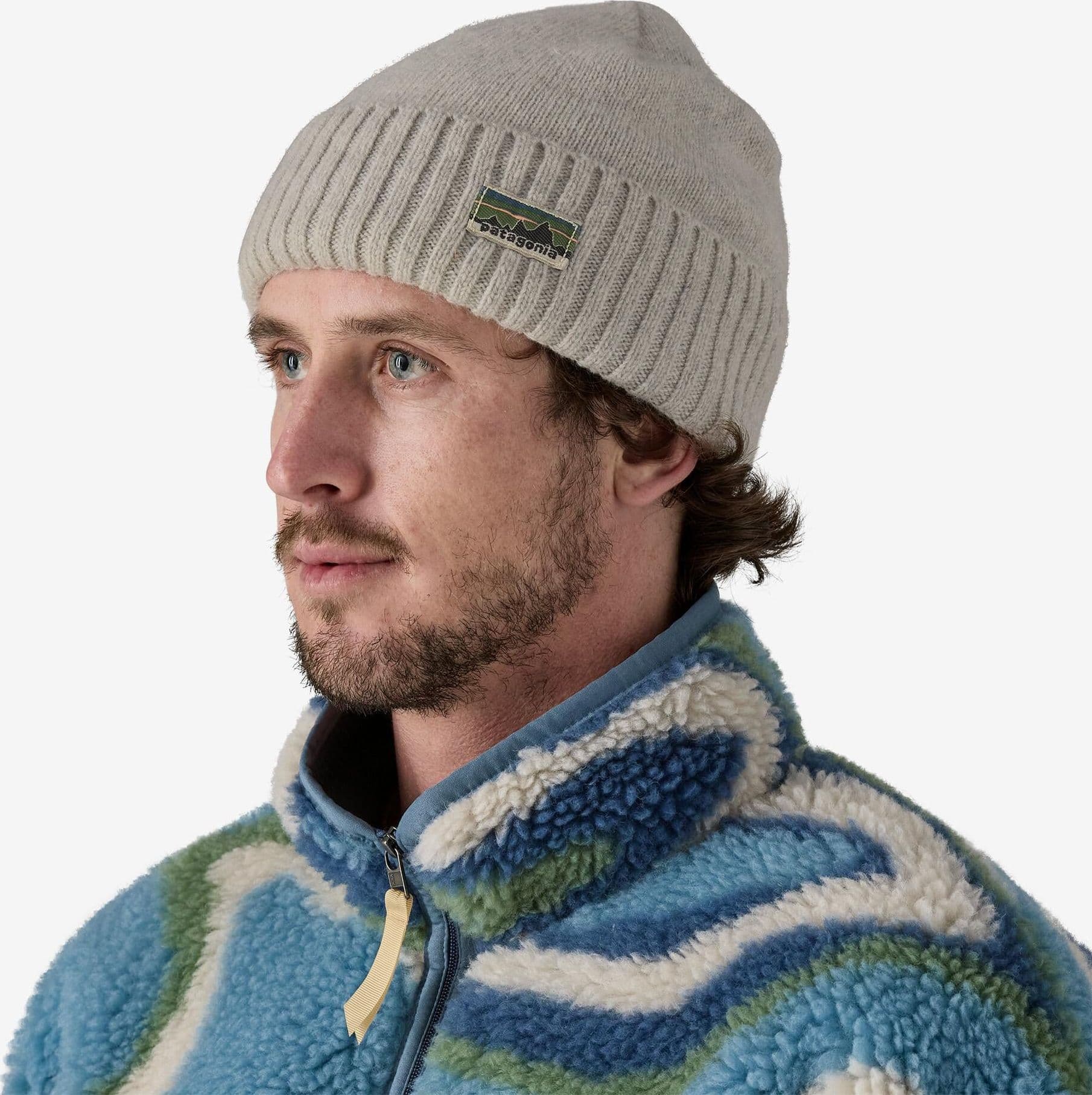 Cappello Patagonia Brodeo Beanie OG legacy label crisp grey - 2