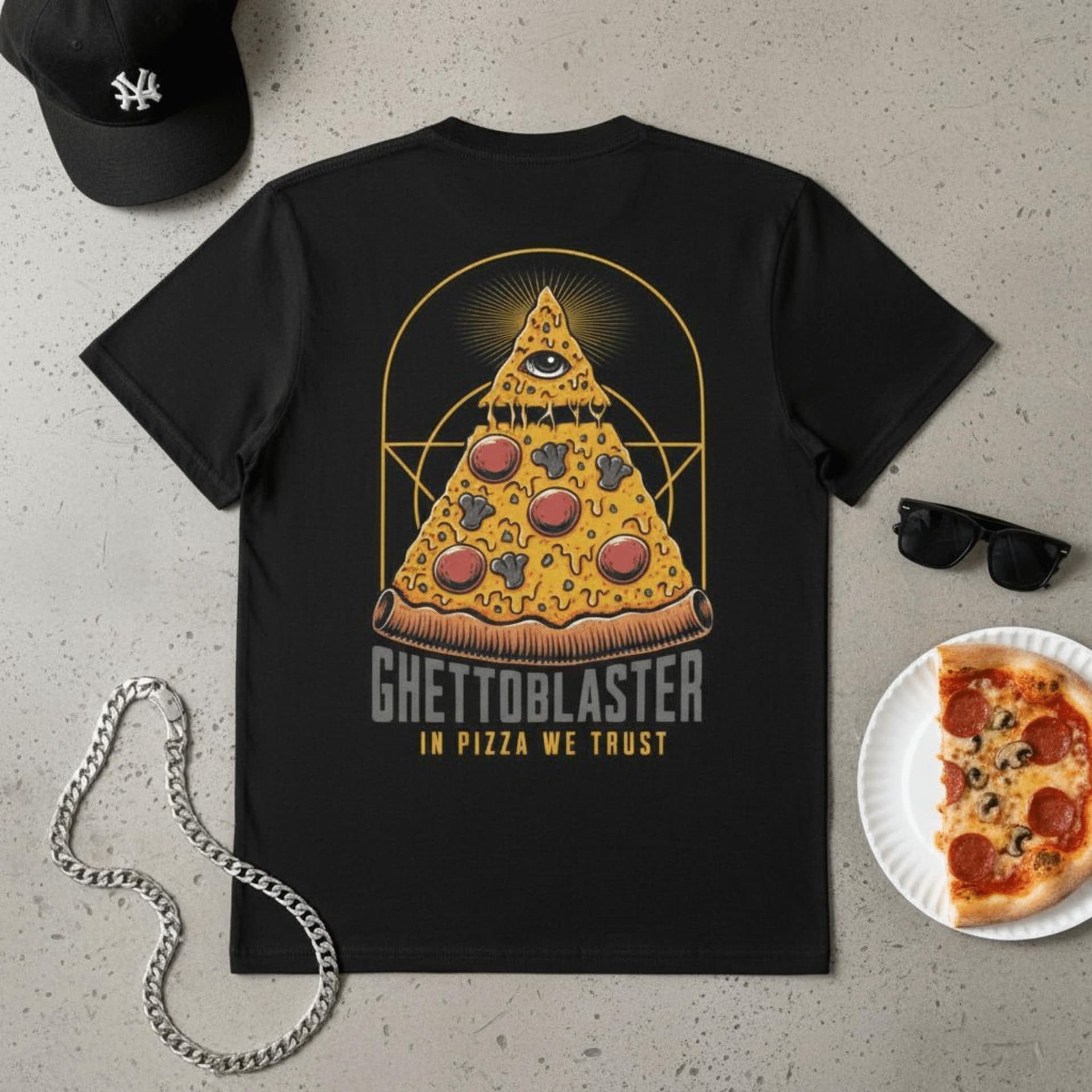 T-shirt Ghettoblaster Pizza black - 7