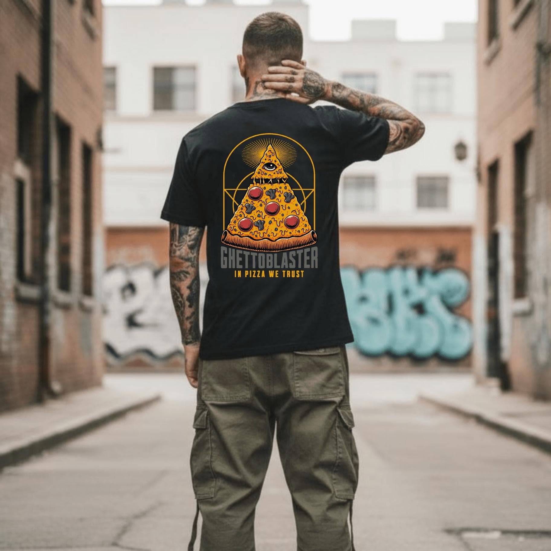 T-shirt Ghettoblaster Pizza black - 3