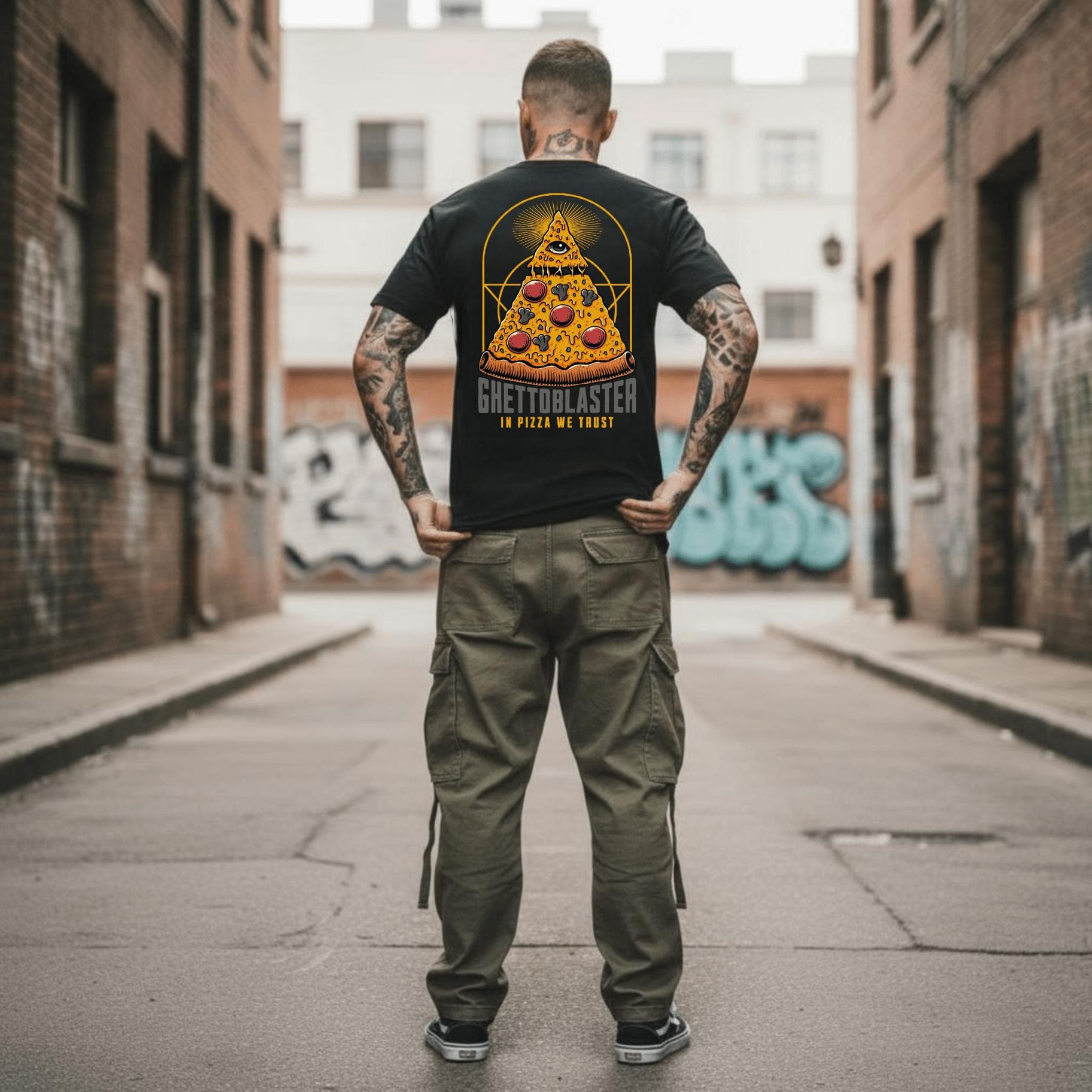 T-shirt Ghettoblaster Pizza black - 4