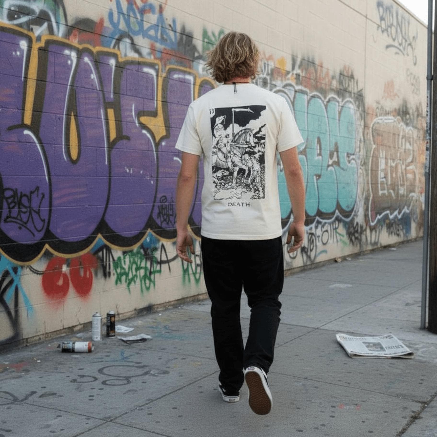 T-shirt Ghettoblaster Tarot Death off white - 2