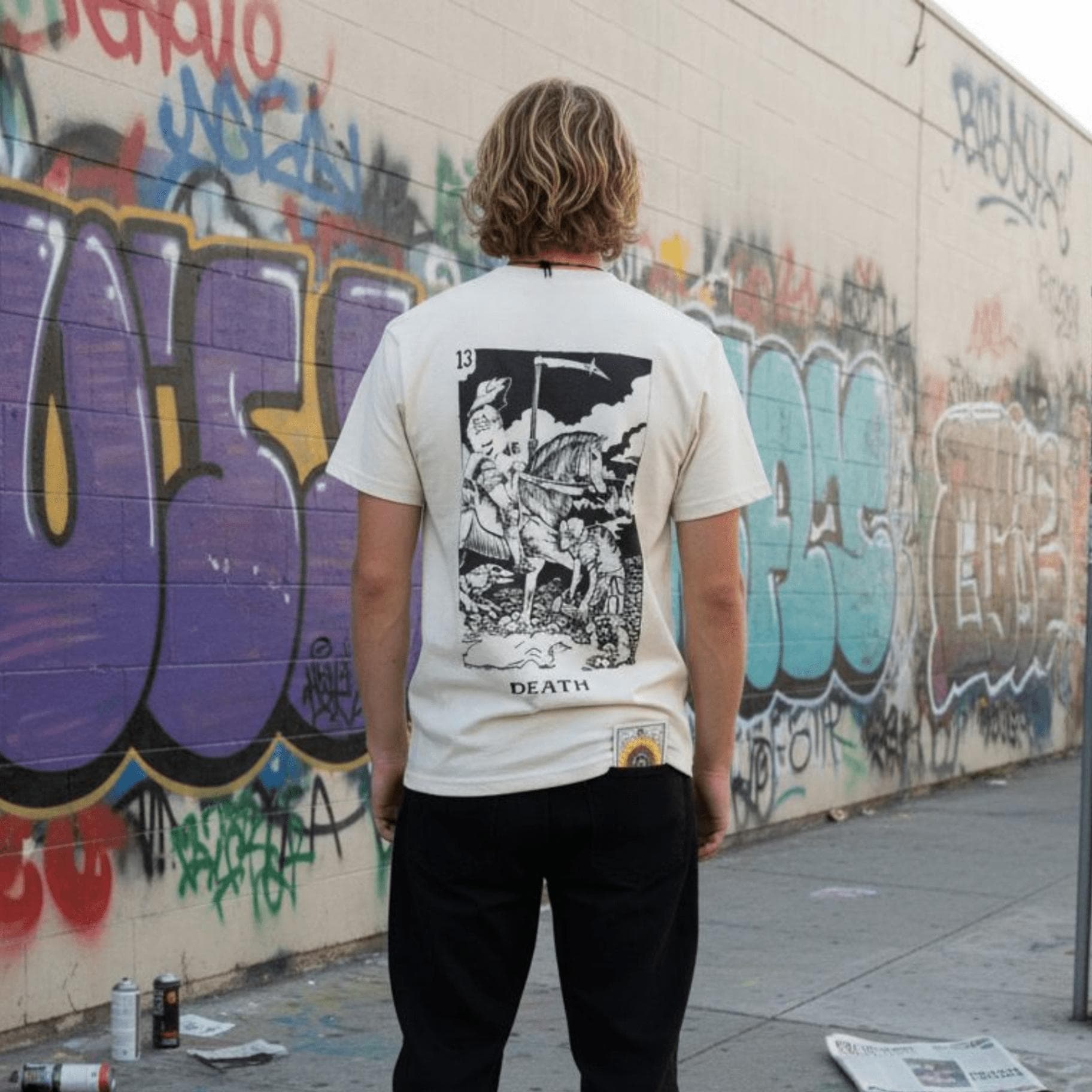 T-shirt Ghettoblaster Tarot Death off white - 3