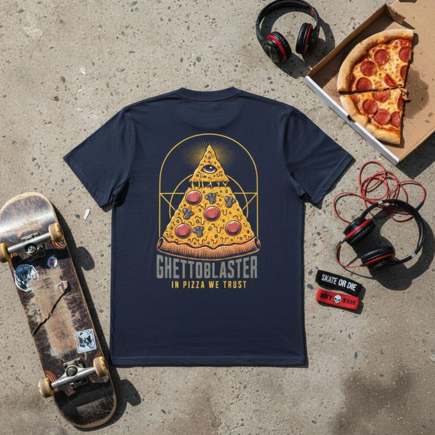 T-shirt Ghettoblaster Pizza navy - 7