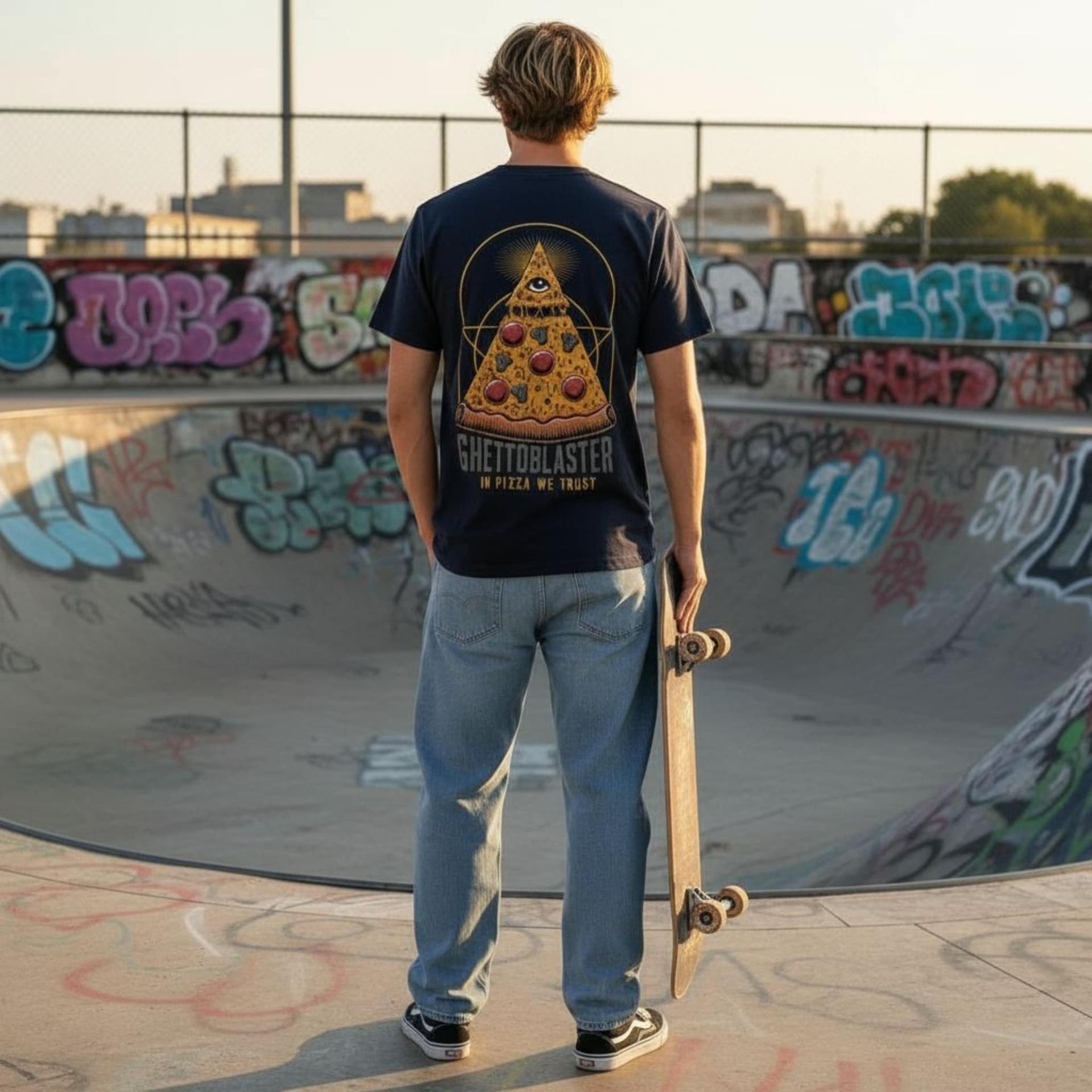 T-shirt Ghettoblaster Pizza navy - 2