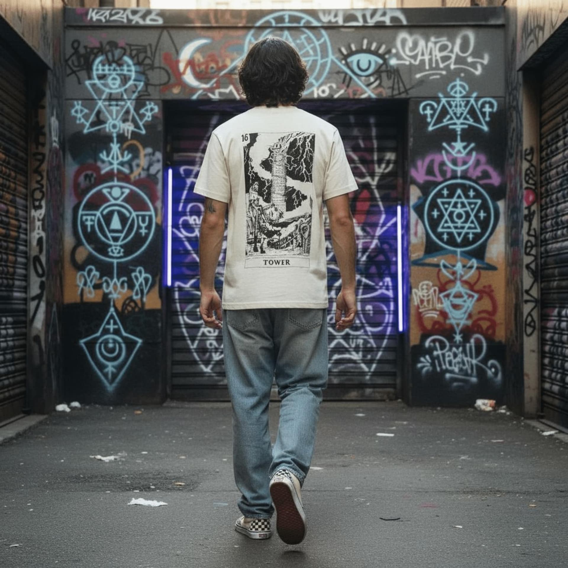 T-shirt Ghettoblaster Tarot Tower off white - 4