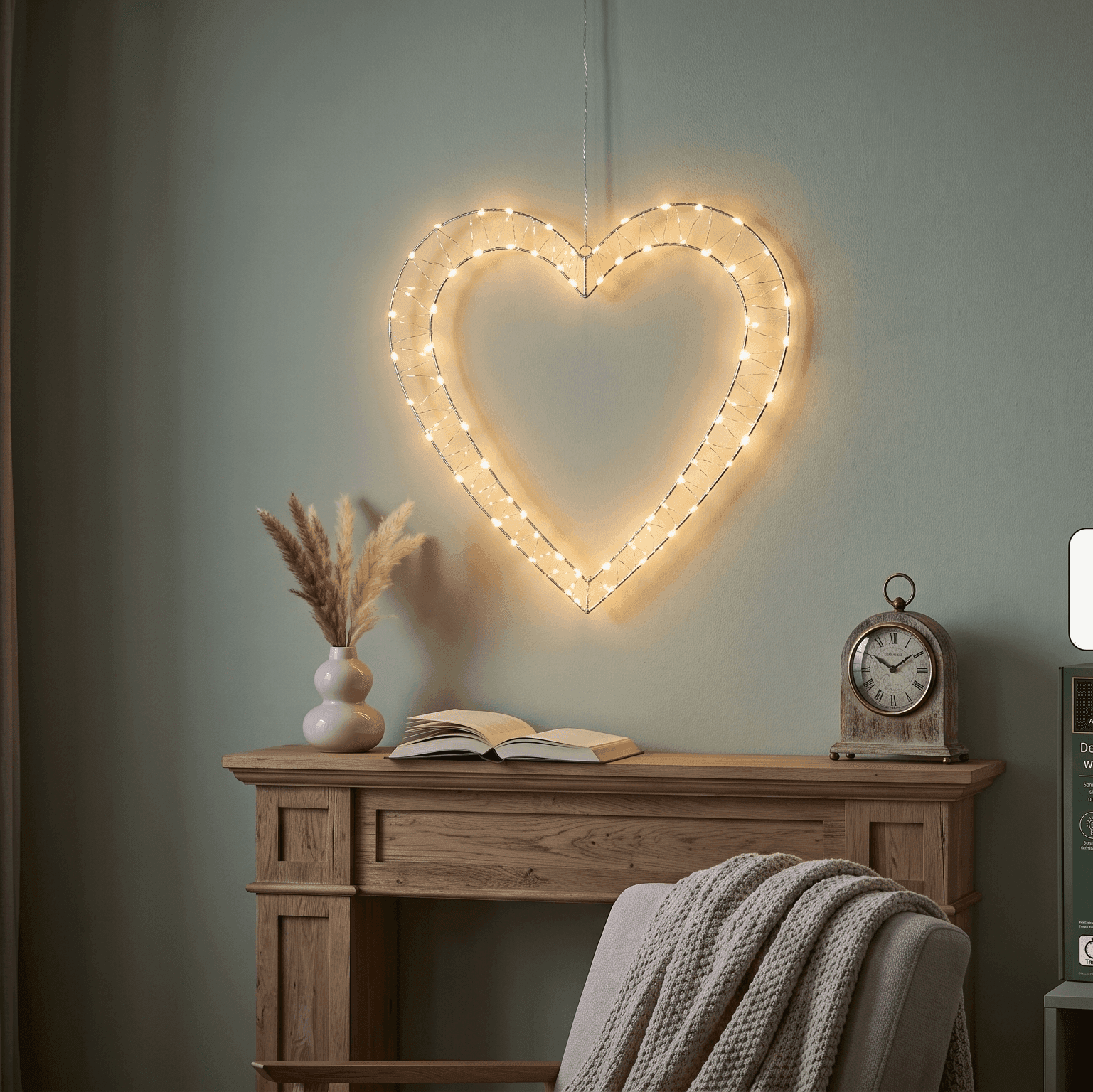 Cuore luminoso decorativo con LED bianco caldo, per finestre e balconi - 2