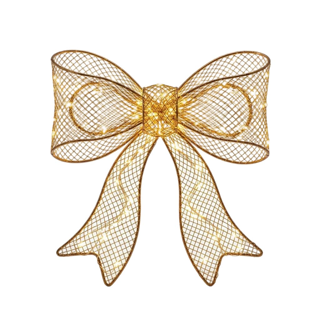 Fiocco luminoso decorativo con LED bianco caldo, decorazione per esterno - 4