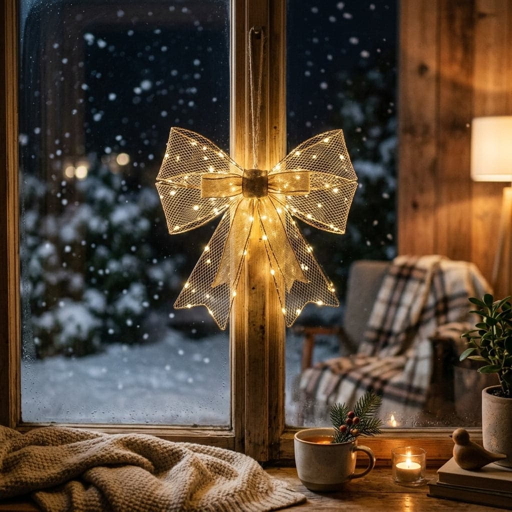 Fiocco luminoso decorativo con LED bianco caldo, decorazione per esterno - 2