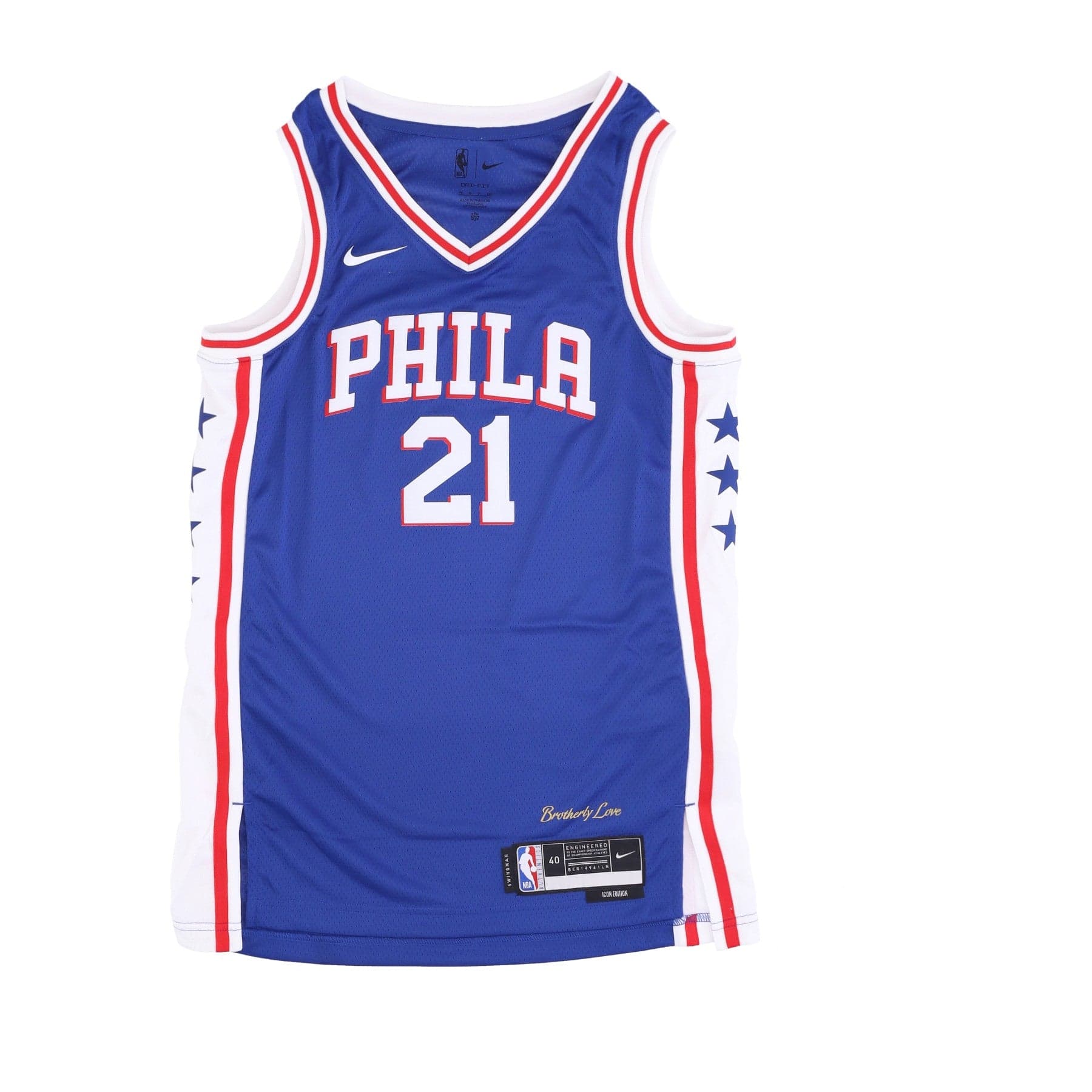 NIKE NBA Canotta Basket Uomo Nba Dri Fit Swingman Jersey Icon Edition 22 No 21 Joel Embiid Phi76e Rush Blue - 4
