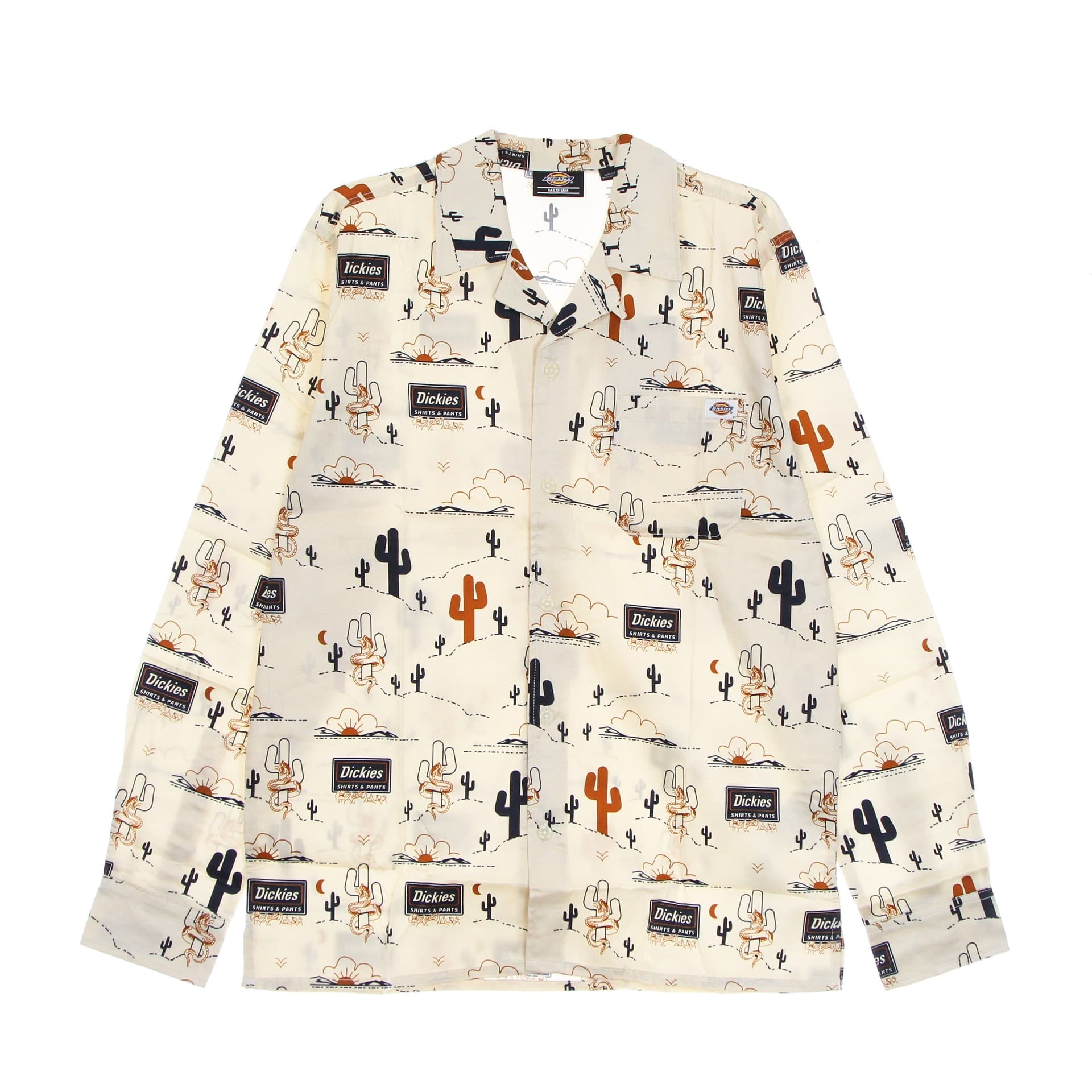 DICKIES Camicia Manica Lunga Uomo Bettles Aop L/s Shirt Ecru - 5