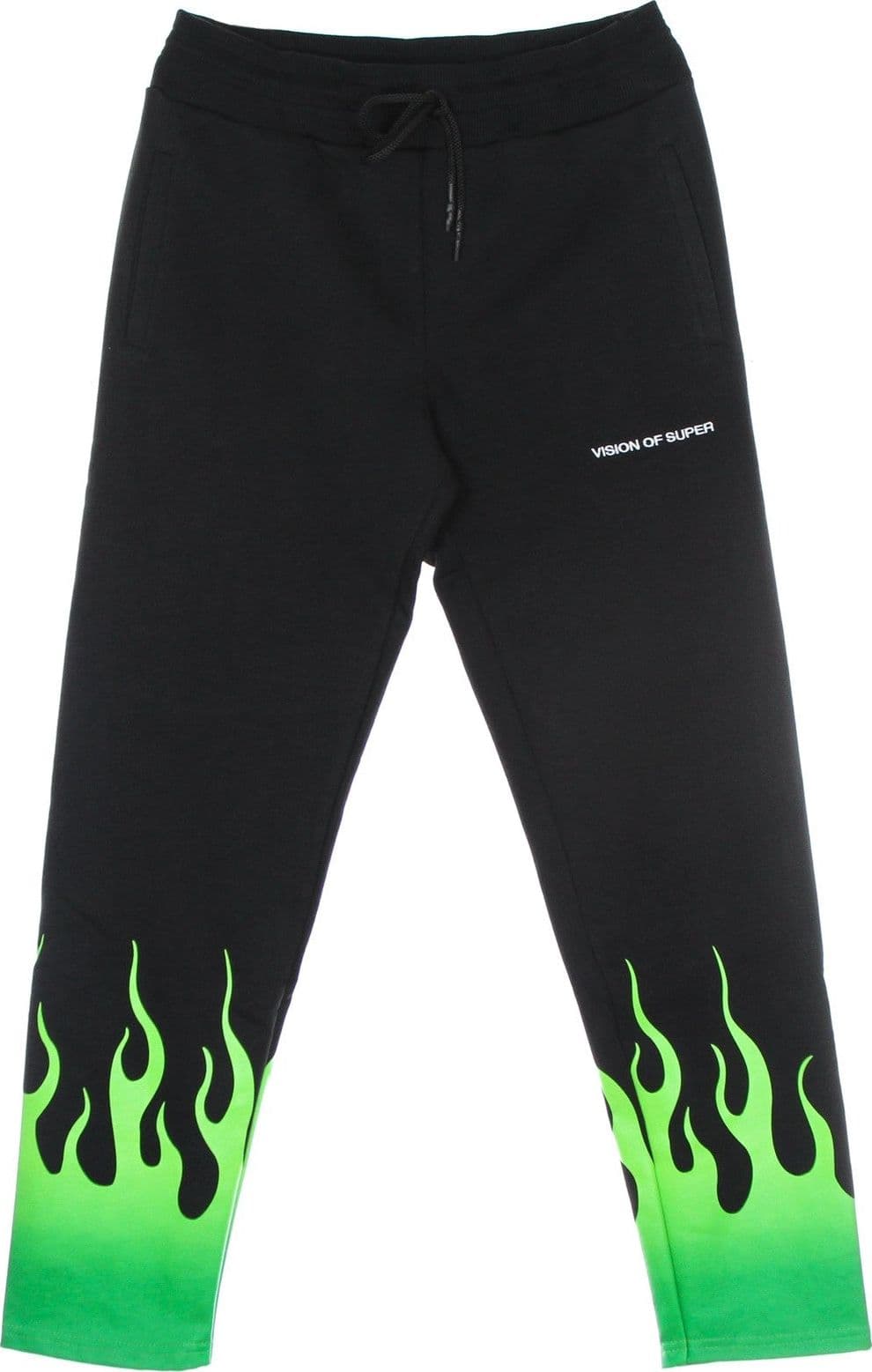 VISION OF SUPER Pantalone Tuta Leggero Uomo Green Shaded Flames Pants Black/green - 2