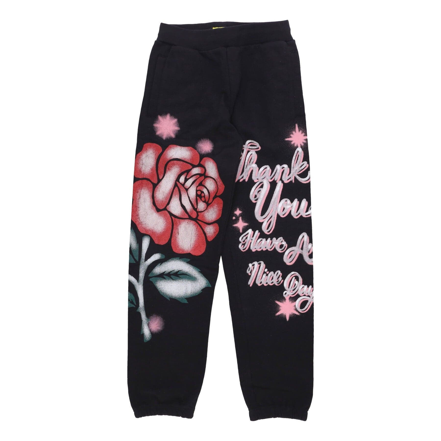 MARKET Pantalone Tuta Felpato Uomo Thank You Rose Sweatpants Black - 3