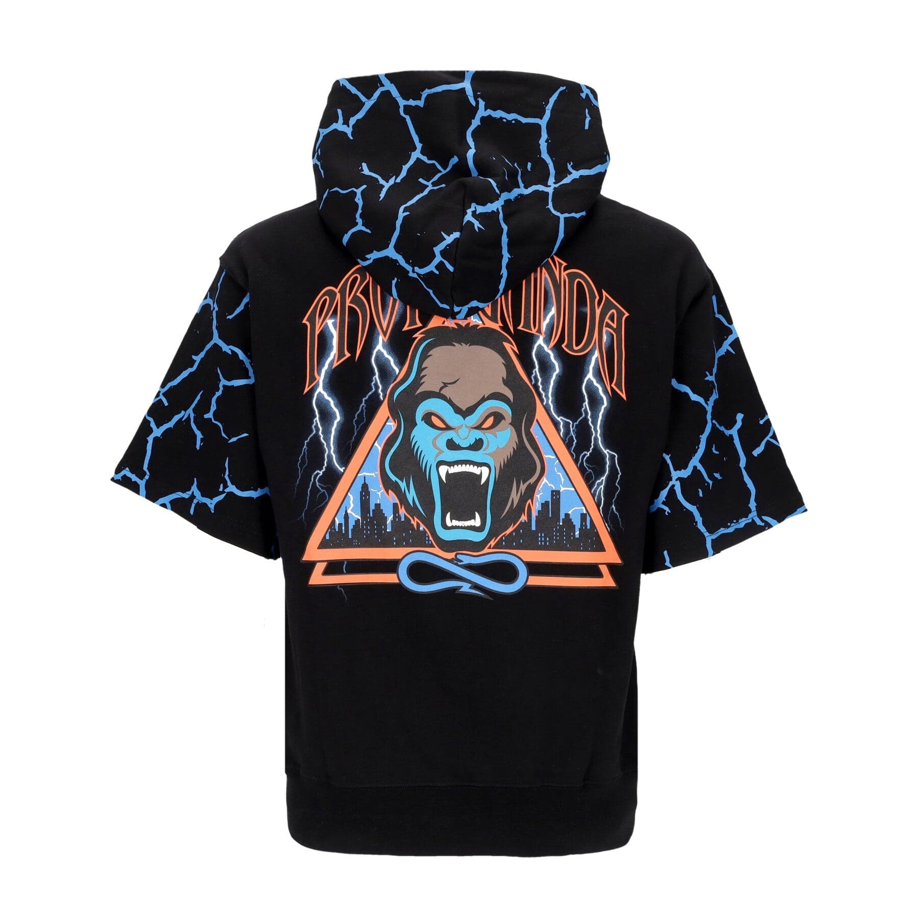 PROPAGANDA Felpa Leggera Cappuccio Manica Corta Uomo Triangle Gorilla Short Hoodie Black - 4