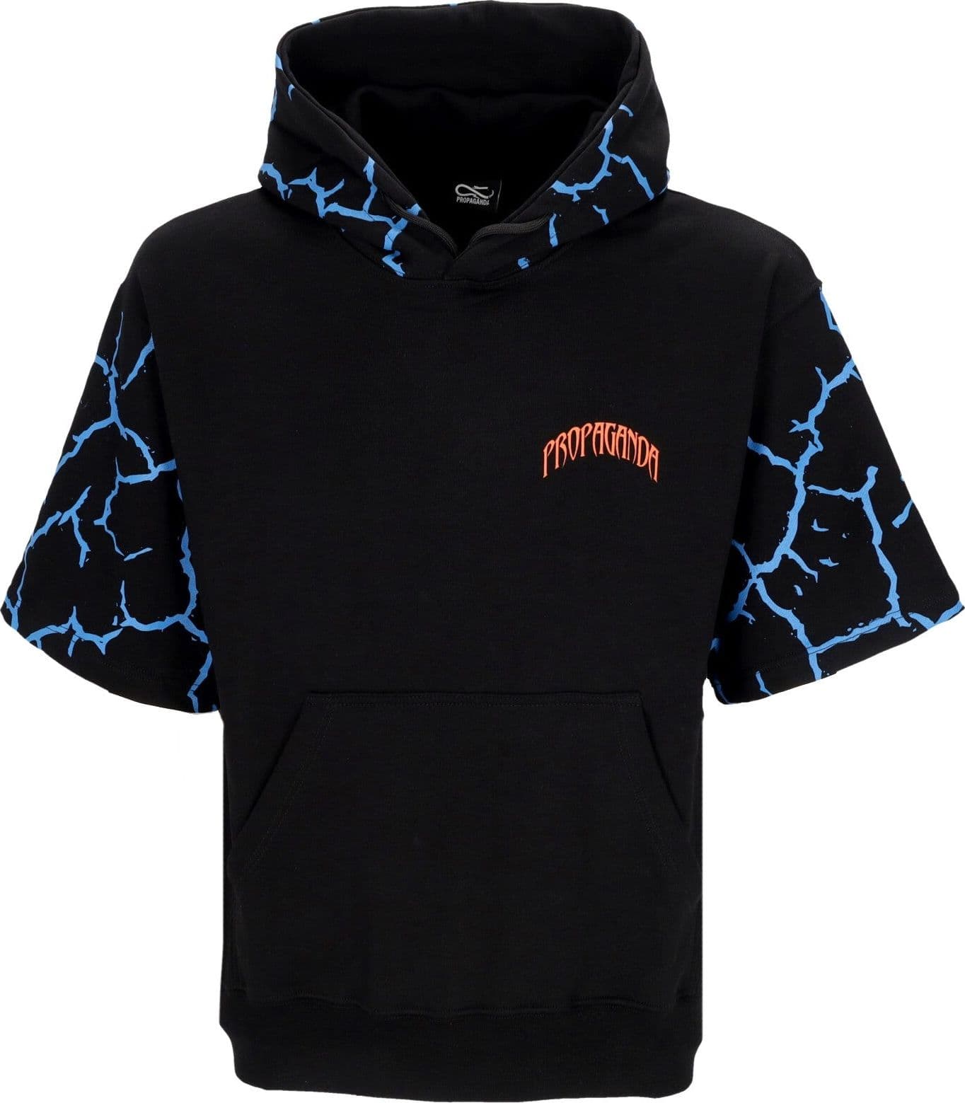 PROPAGANDA Felpa Leggera Cappuccio Manica Corta Uomo Triangle Gorilla Short Hoodie Black - 2