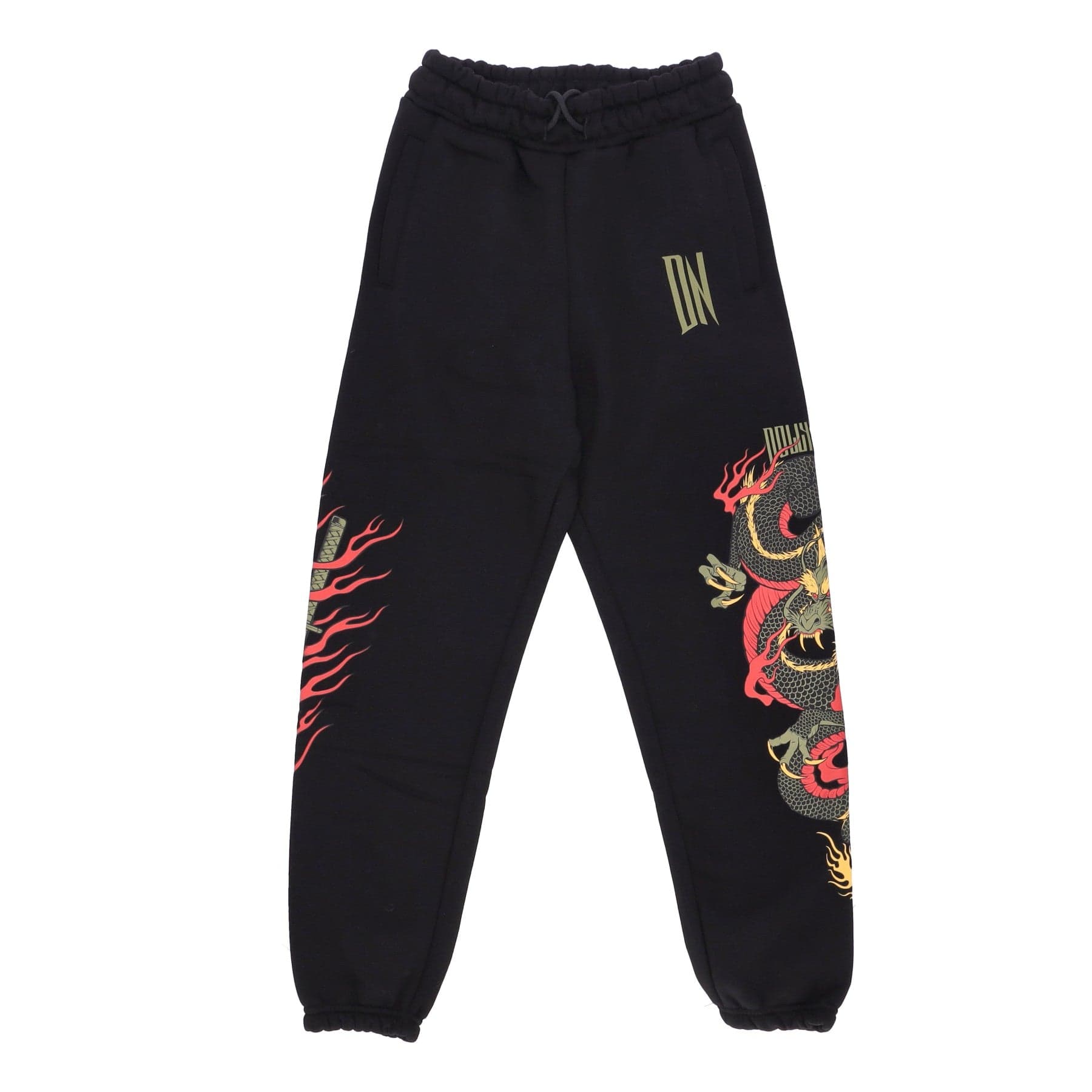 DOLLY NOIRE Pantalone Tuta Felpato Uomo Ryu Dragon Sweatpants Black - 4
