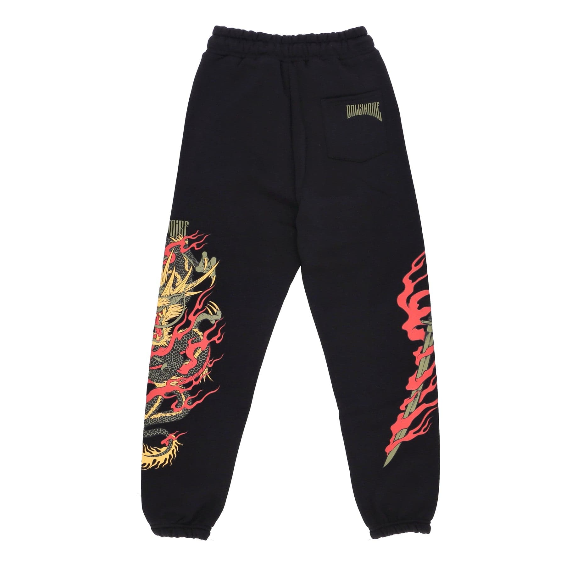DOLLY NOIRE Pantalone Tuta Felpato Uomo Ryu Dragon Sweatpants Black - 2