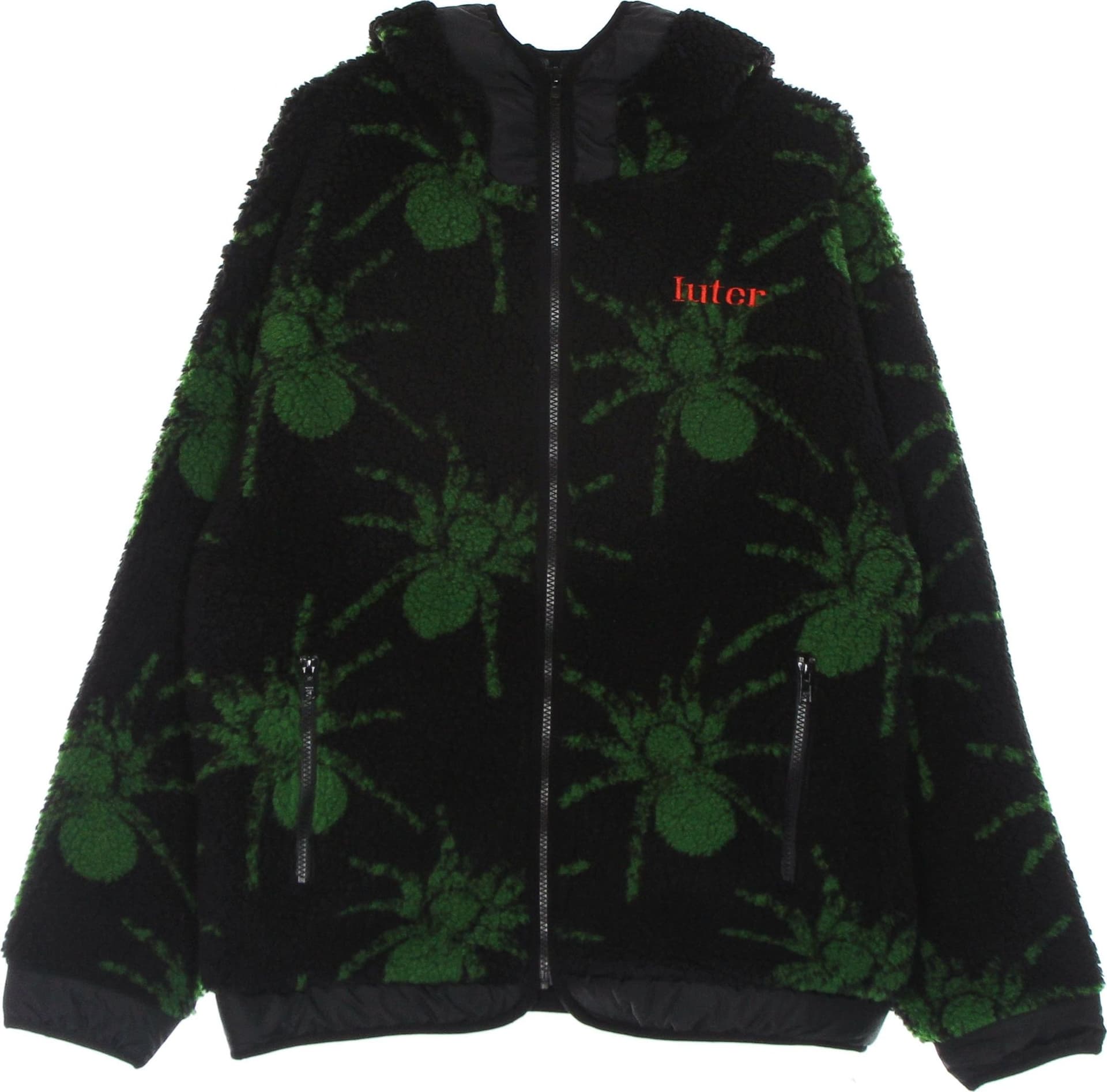 IUTER Felpa Cappuccio Zip Uomo Spider Fur Zip Hoodie Black