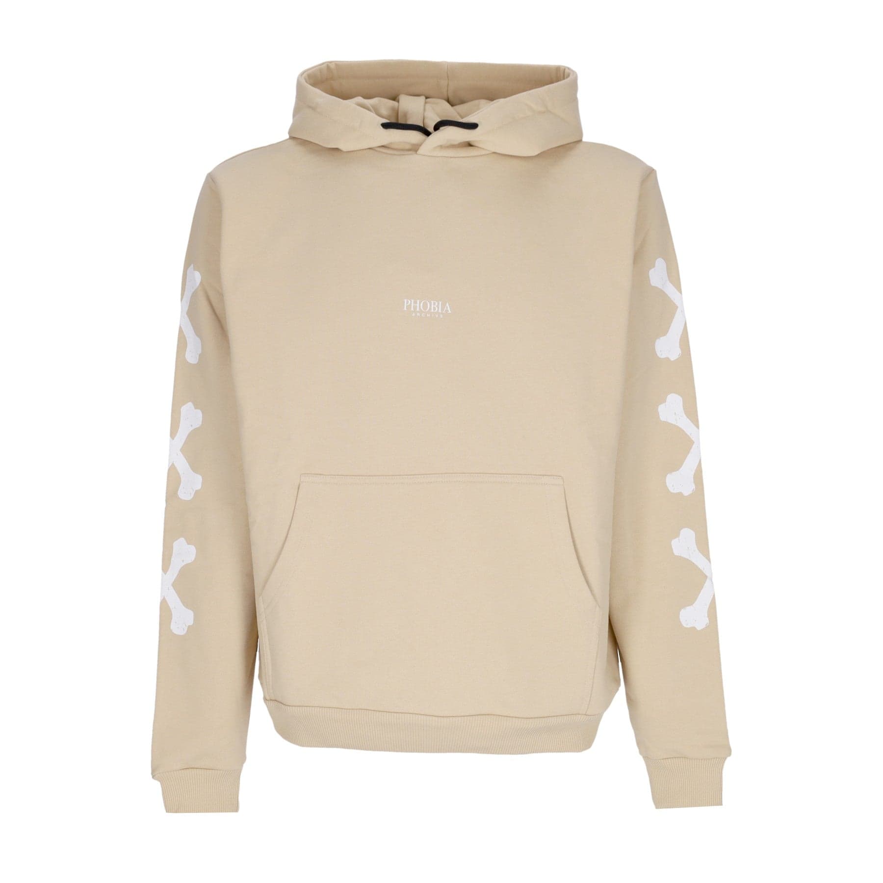 PHOBIA Felpa Leggera Cappuccio Uomo Cross Bones Hoodie Beige/white - 4