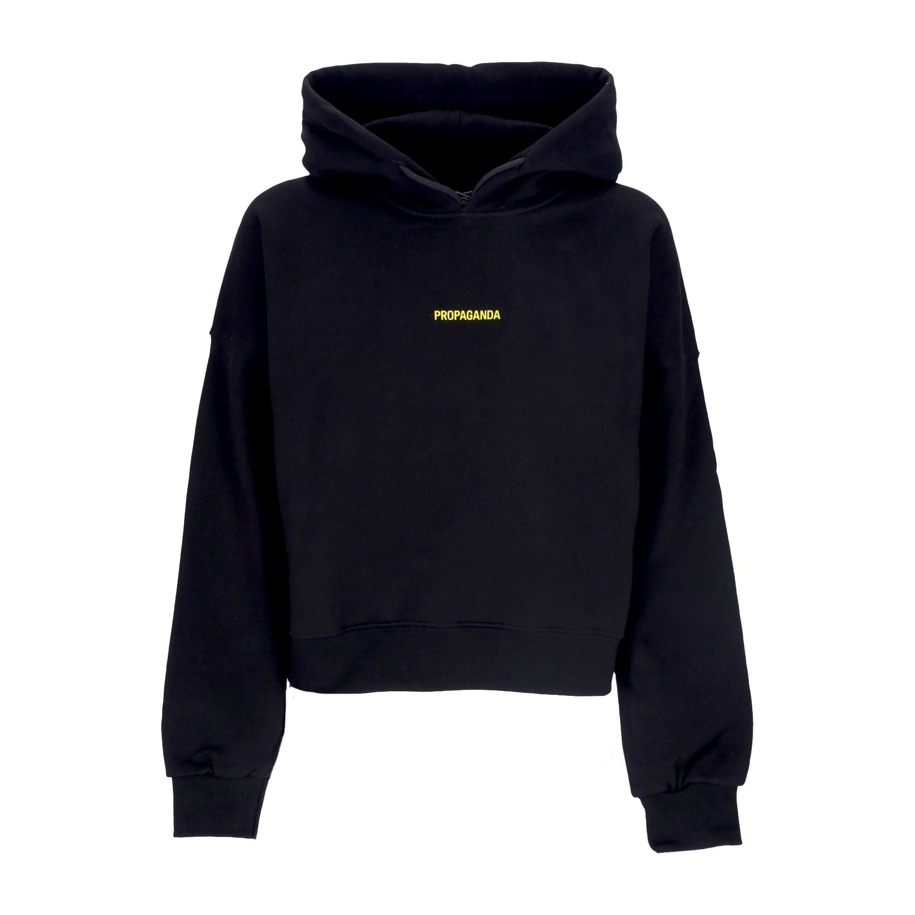 PROPAGANDA Felpa Cappuccio Corta Donna Ribs Crop Hoodie Black/yellow - 2