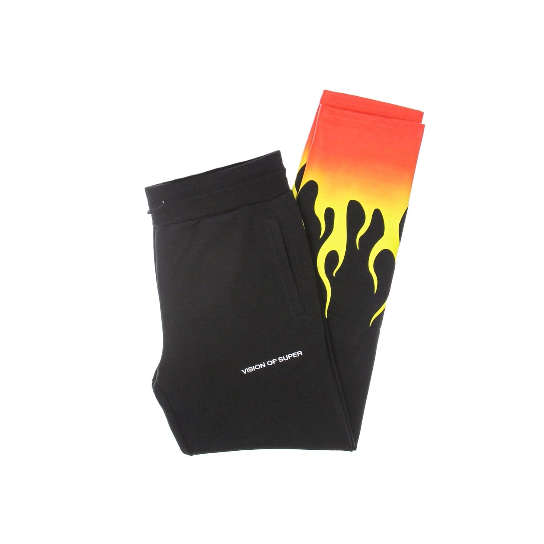 VISION OF SUPER Pantalone Tuta Leggero Uomo Red Shaded Flames Pants Black/red - 7