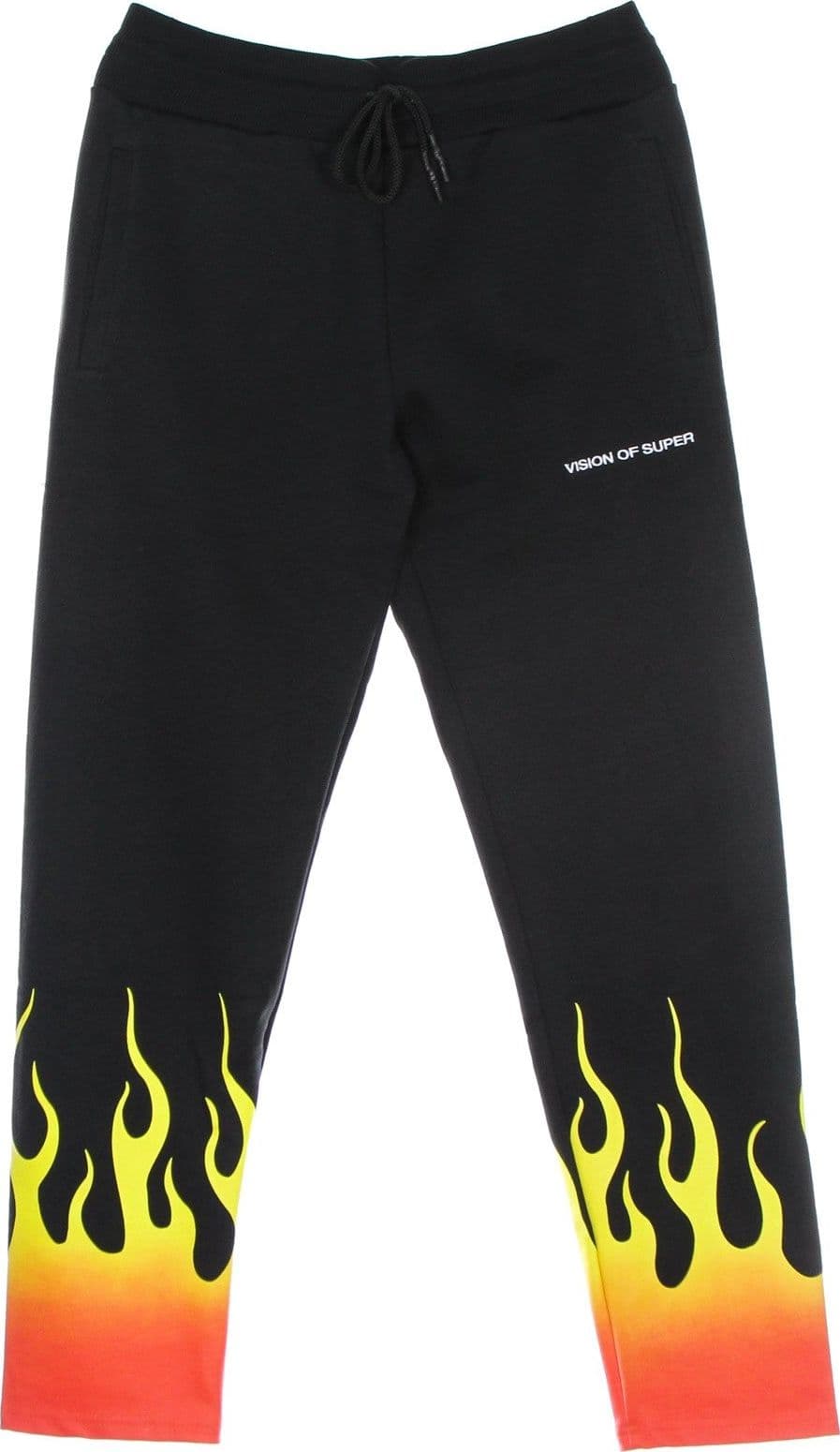 VISION OF SUPER Pantalone Tuta Leggero Uomo Red Shaded Flames Pants Black/red - 2