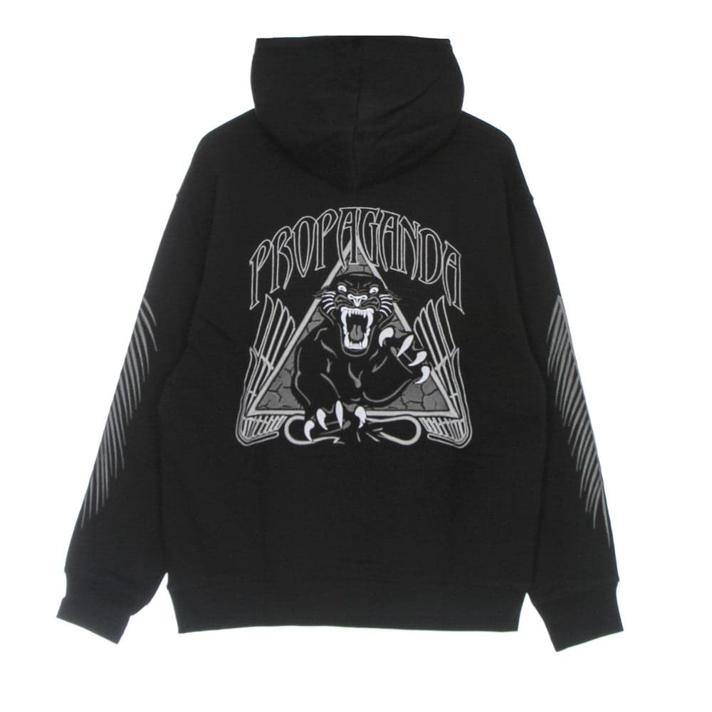 PROPAGANDA Felpa Leggera Cappuccio Uomo Panther Emroidery Hoodie Black - 5