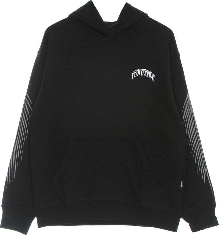 PROPAGANDA Felpa Leggera Cappuccio Uomo Panther Emroidery Hoodie Black - 2