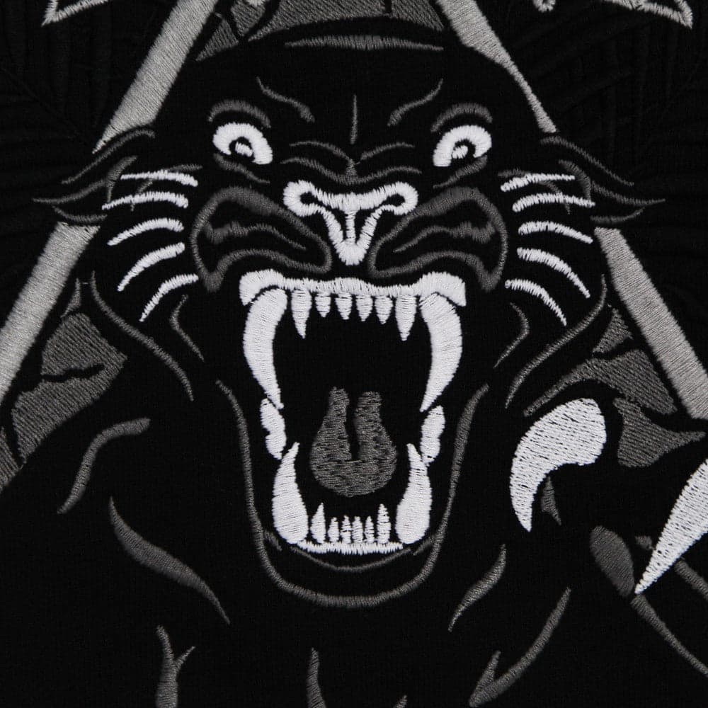 PROPAGANDA Felpa Leggera Cappuccio Uomo Panther Emroidery Hoodie Black - 3