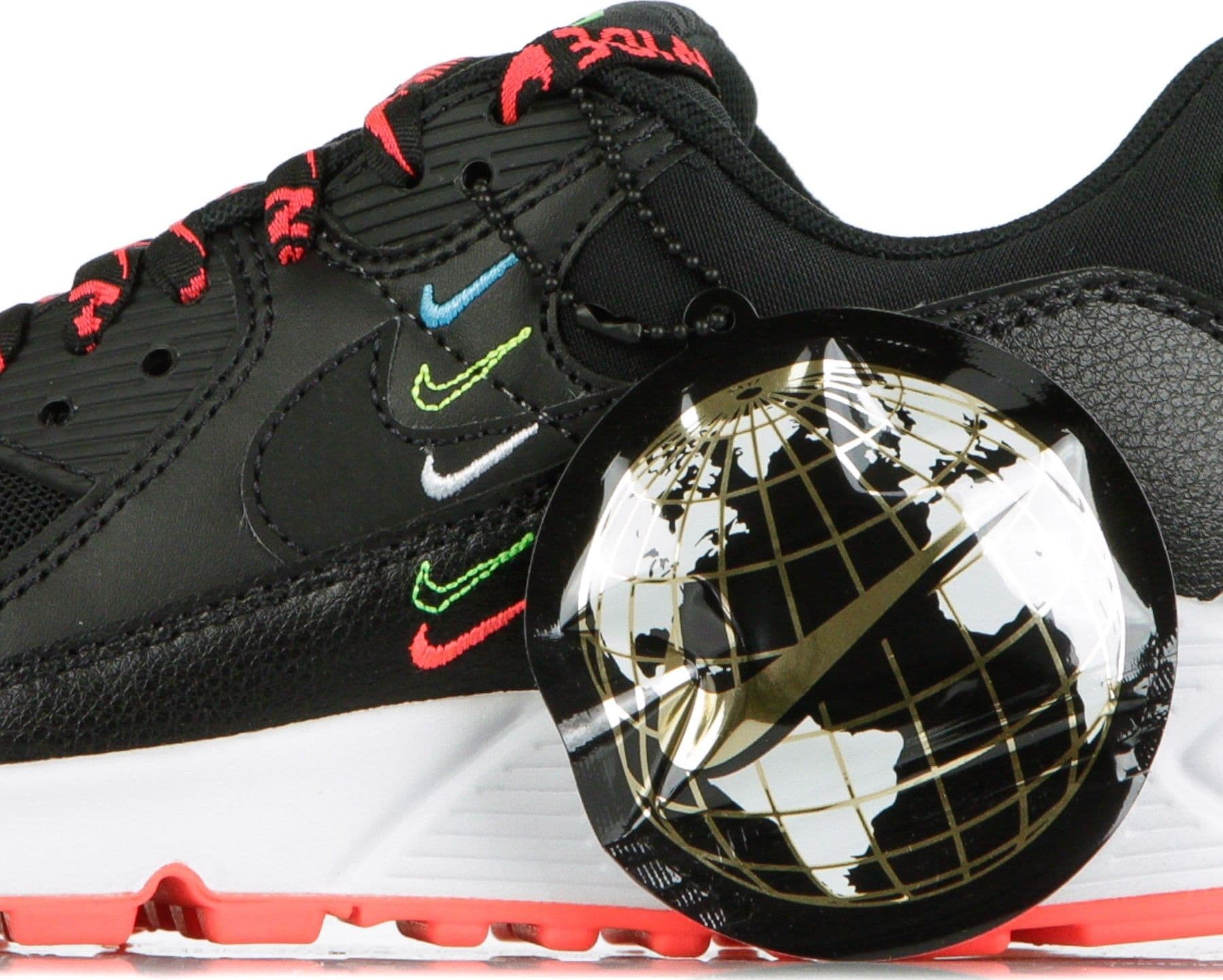 Nike Scarpa Bassa Donna W Air Max 90 Se Black/black/flash Crimson/green Strike - 3