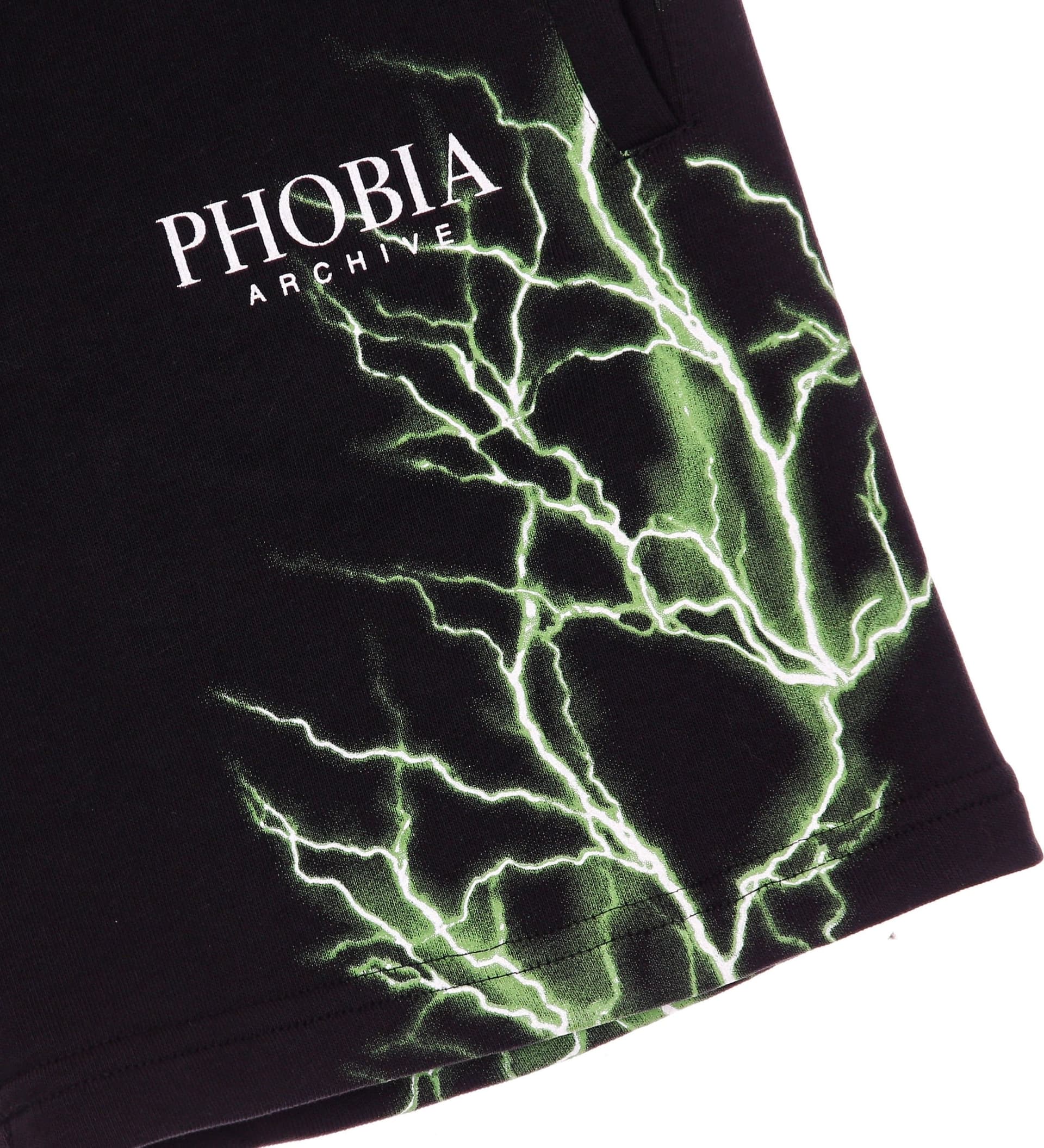 PHOBIA Pantalone Corto Tuta Uomo Green Lightning Shorts Black/green - 3
