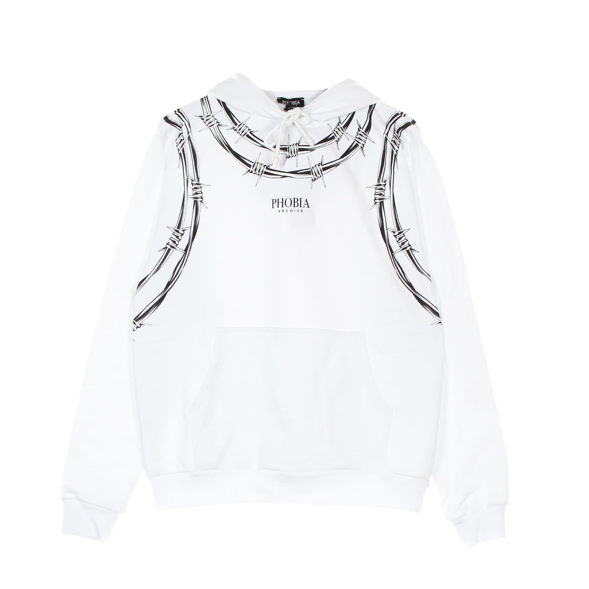 PHOBIA Felpa Leggera Cappuccio Uomo Barbed Wire Hoodie White - 4