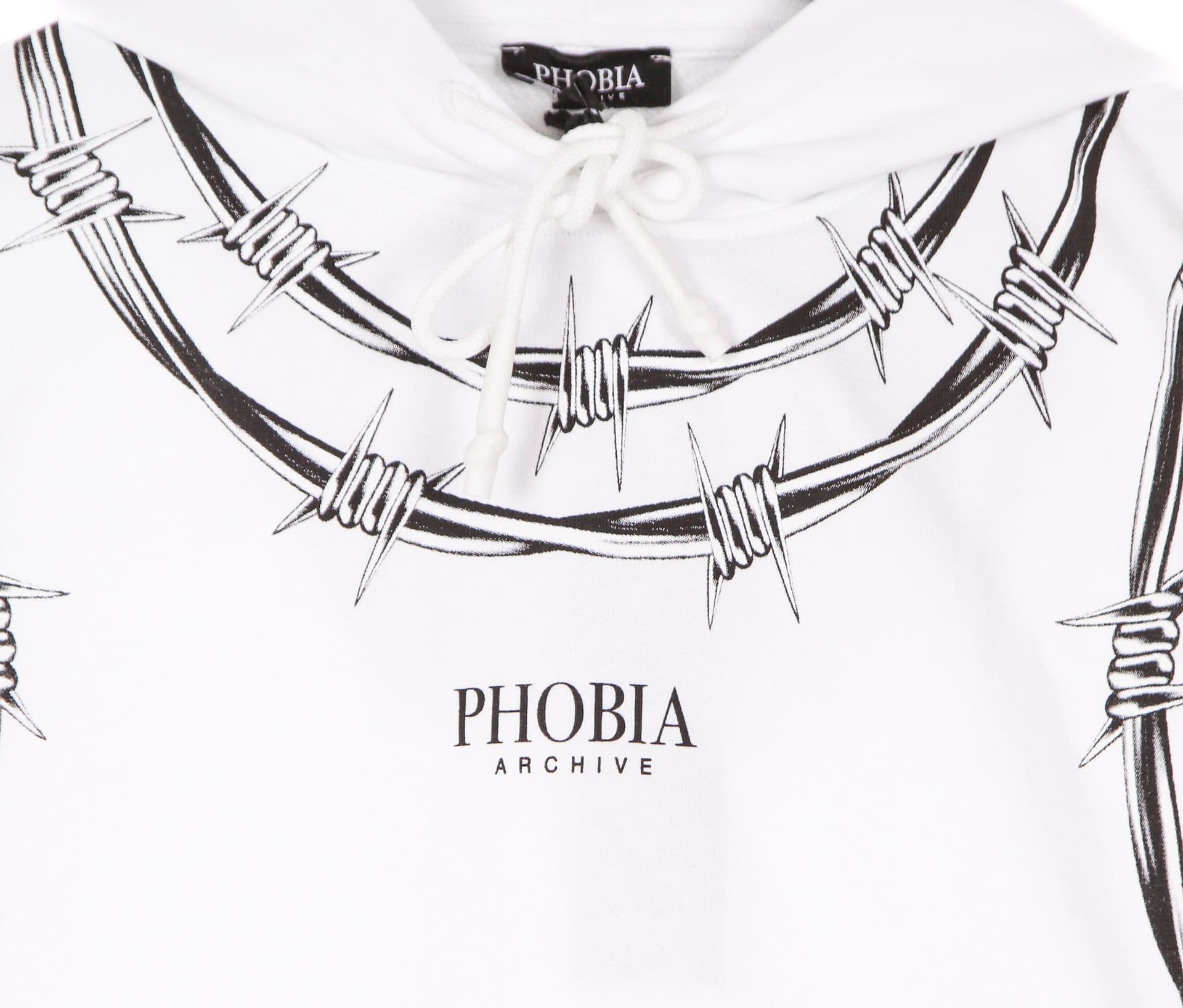 PHOBIA Felpa Leggera Cappuccio Uomo Barbed Wire Hoodie White - 3