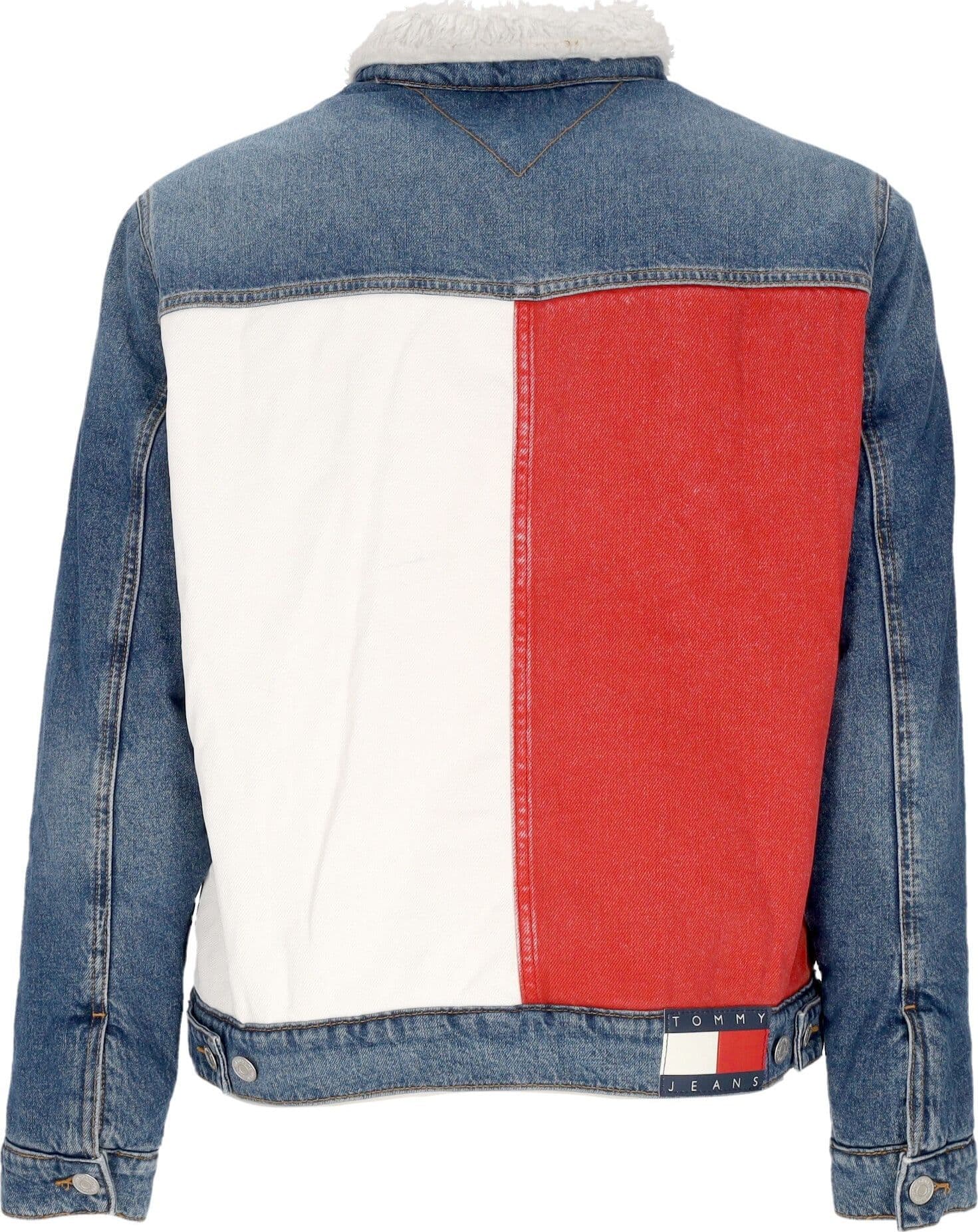 Tommy Hilfiger Giubbotto Jeans Uomo Regular Sherpa Flag Trucker Jacket Denim Medium - 2