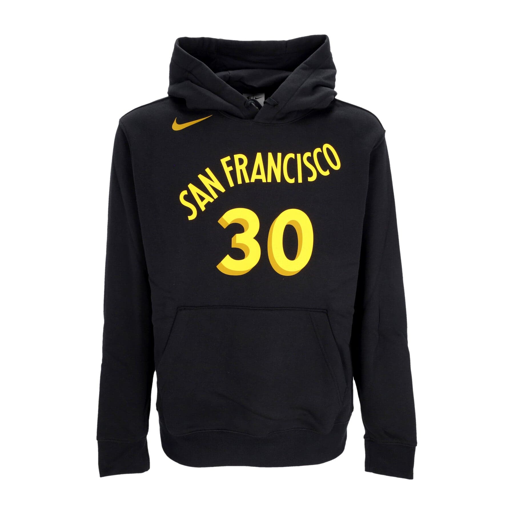 NIKE NBA Felpa Cappuccio Uomo Nba City Edition Club Hoodie No 30 Stephen Curry Golwar Black - 3