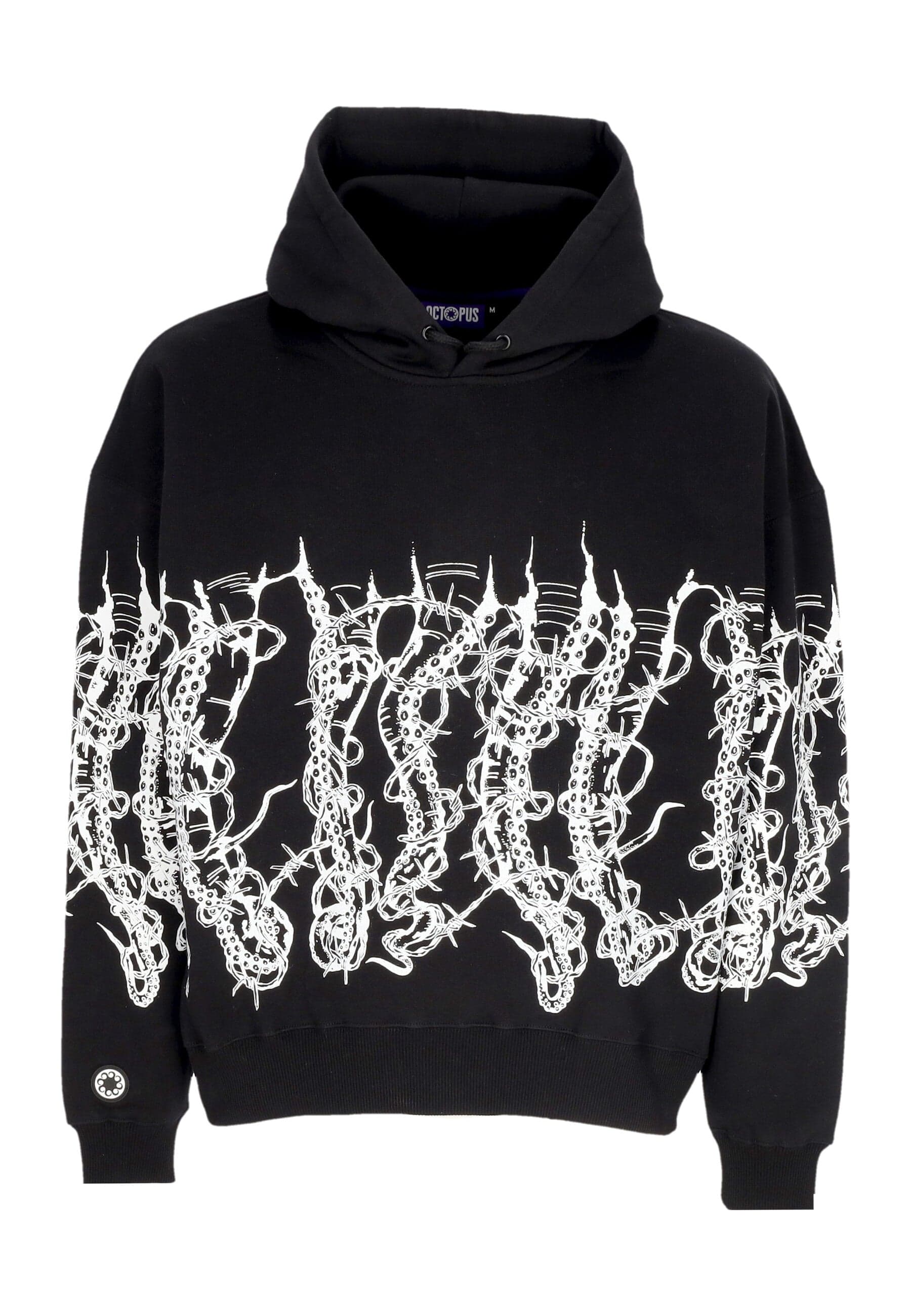 OCTOPUS Felpa Cappuccio Uomo Barbed Wire Hoodie Black - 4