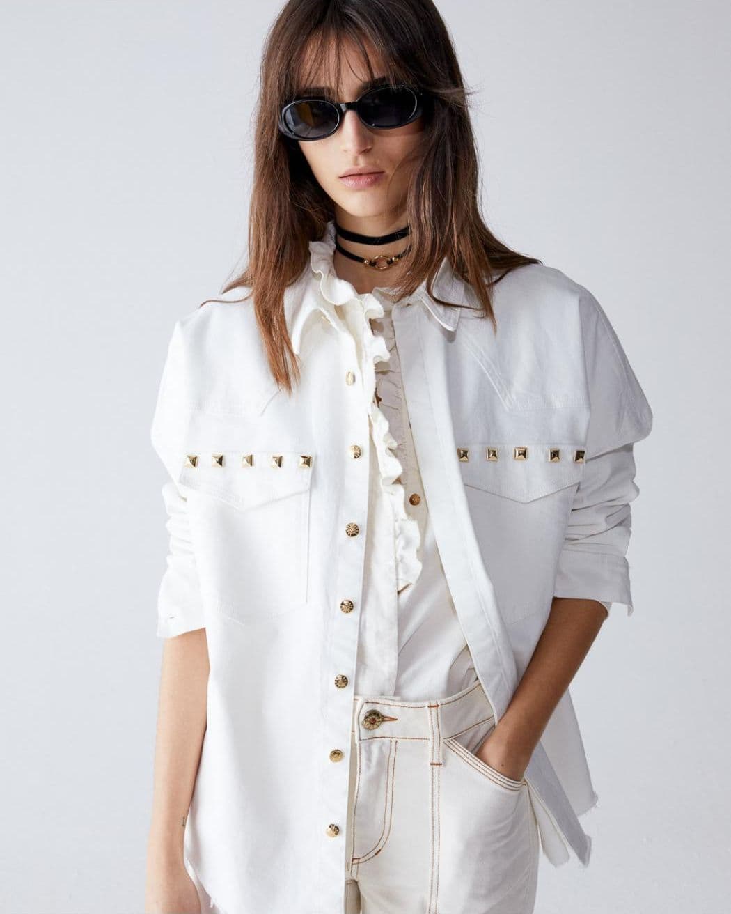 SHAFT Shaft - Camicia Borchie Over Panna BI1D5MT0800 – OFF WHITE