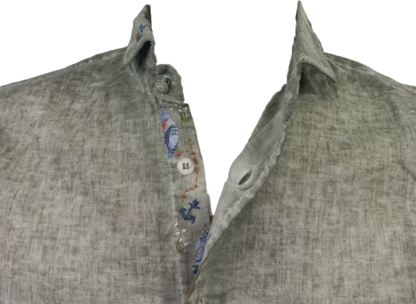 BOB Bob - Camicia Lino Collo Francia Militare R00403 - 3