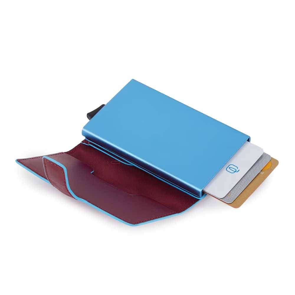 PIQUADRO Portacarte  blue square rosso Pelle - PP5649B2BLR-R - 4