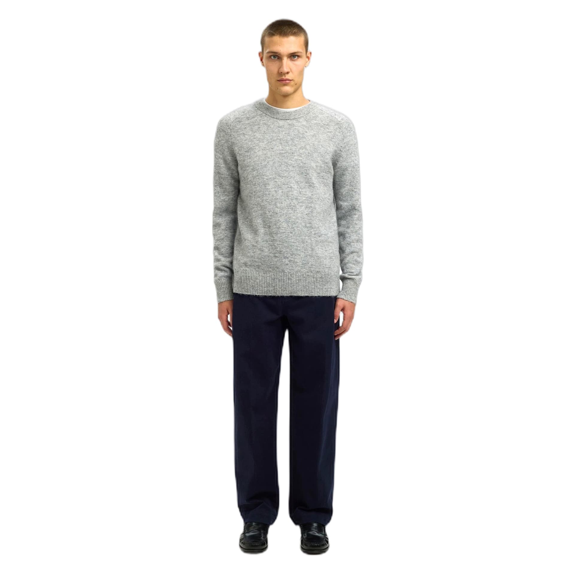 SELECTED HOMME maglione selected homme rai ls knit crew neck - grey melange - 3