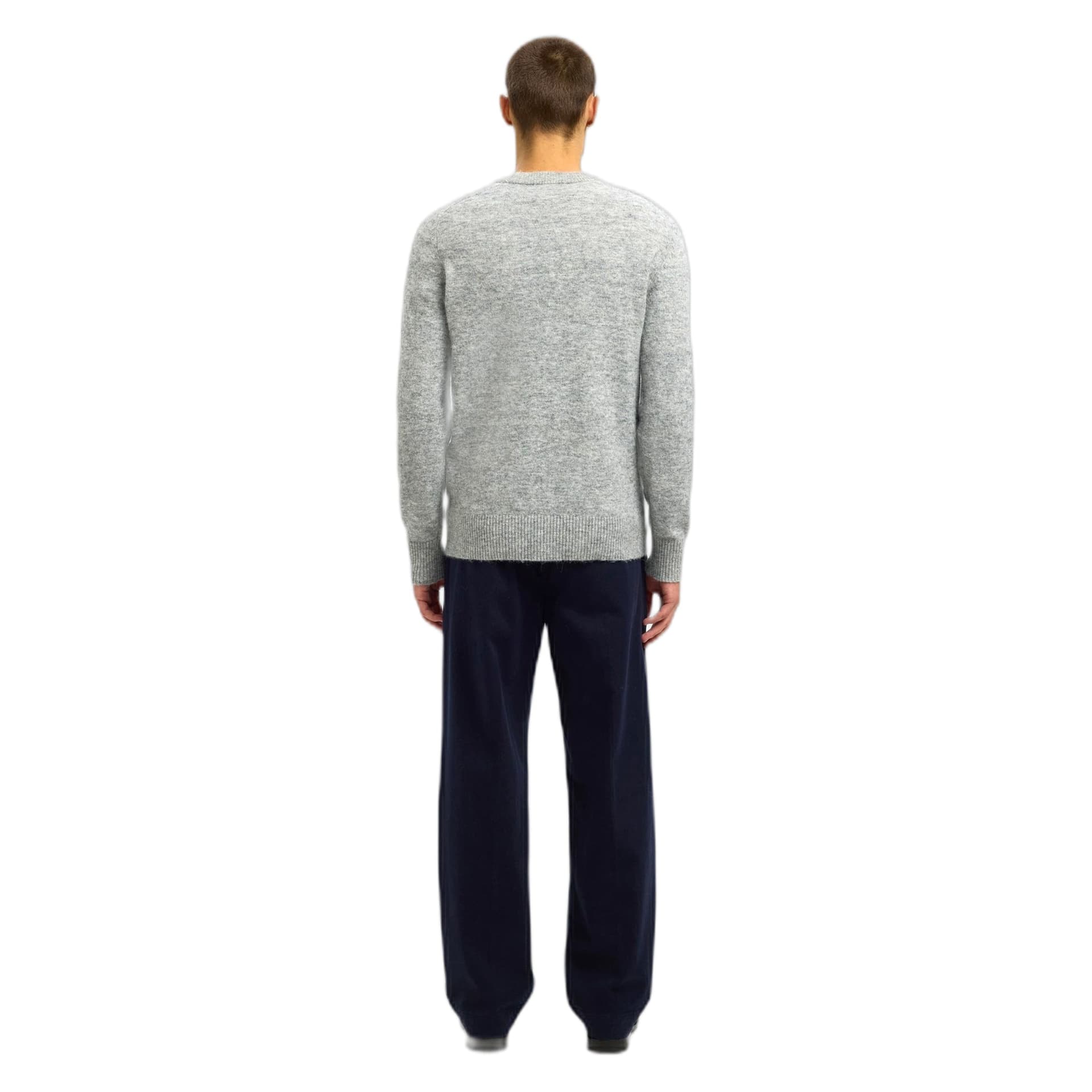 SELECTED HOMME maglione selected homme rai ls knit crew neck - grey melange - 4