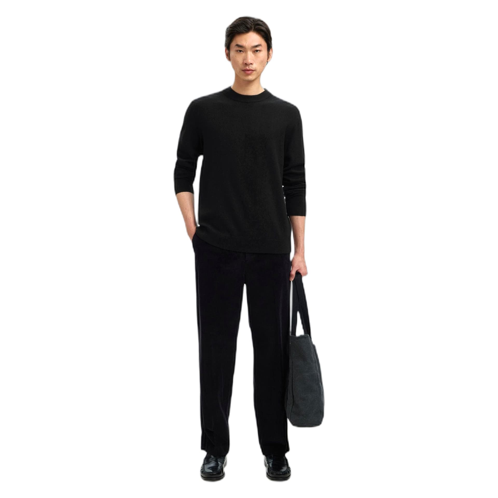 SELECTED HOMME maglione selected homme merino brushed relaxed crew - black - 4