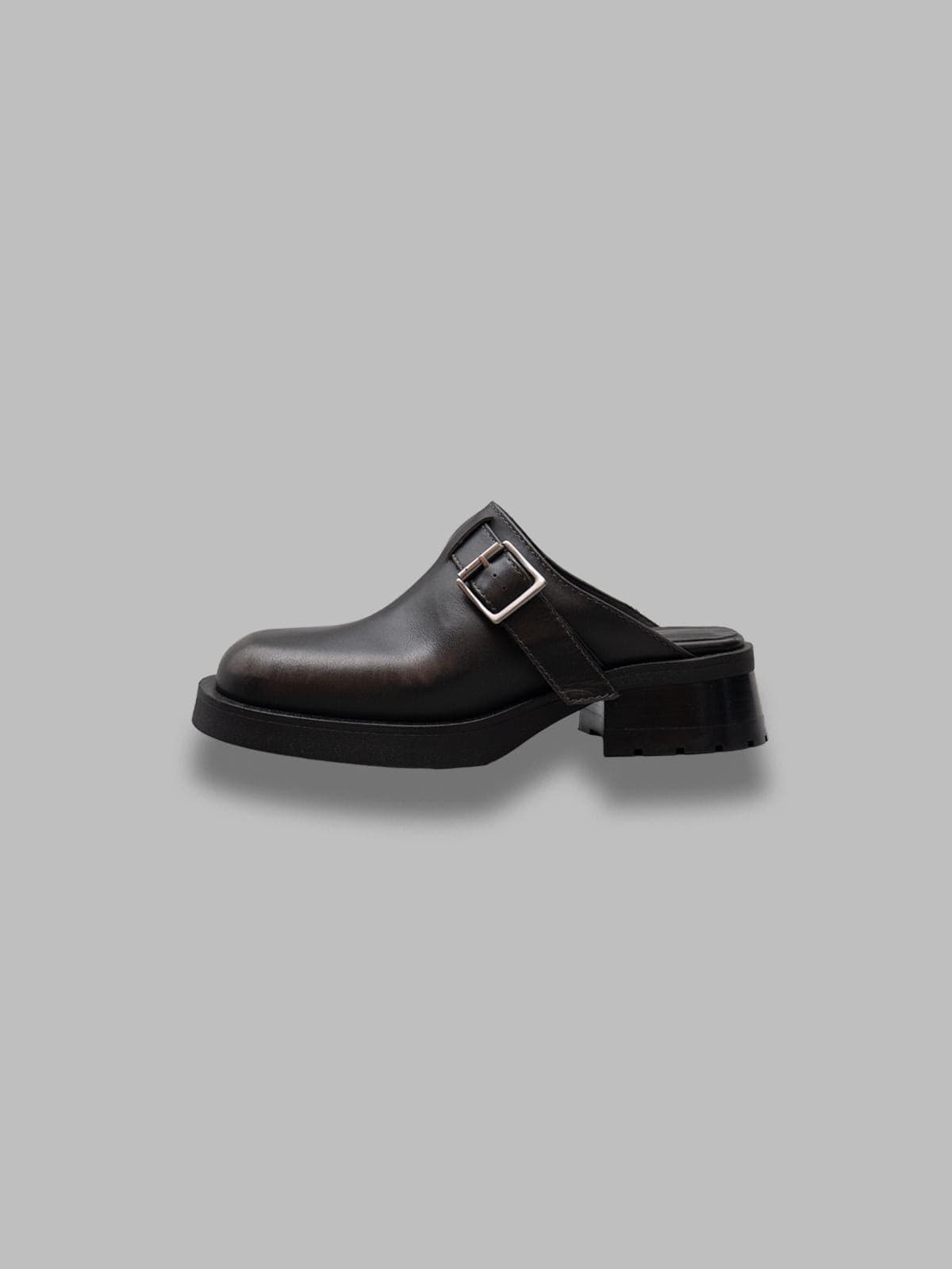 MIISTA aroa brushed grey buckled mules - 3